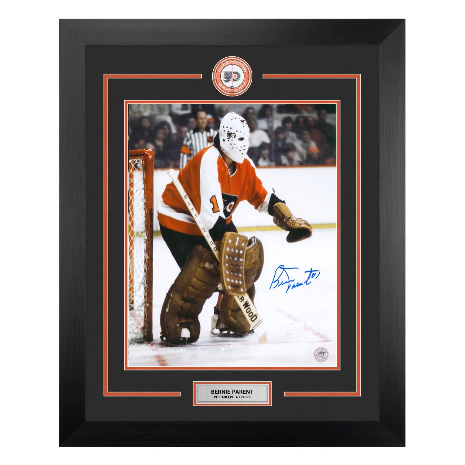 Bernie Parent Autographed Philadelphia Flyers Centre Ice Logo 26x32 Frame Bernie Parent Other 26x32-centre-ice-logo-frame, Philadelphia Flyers, supplier stock photo
