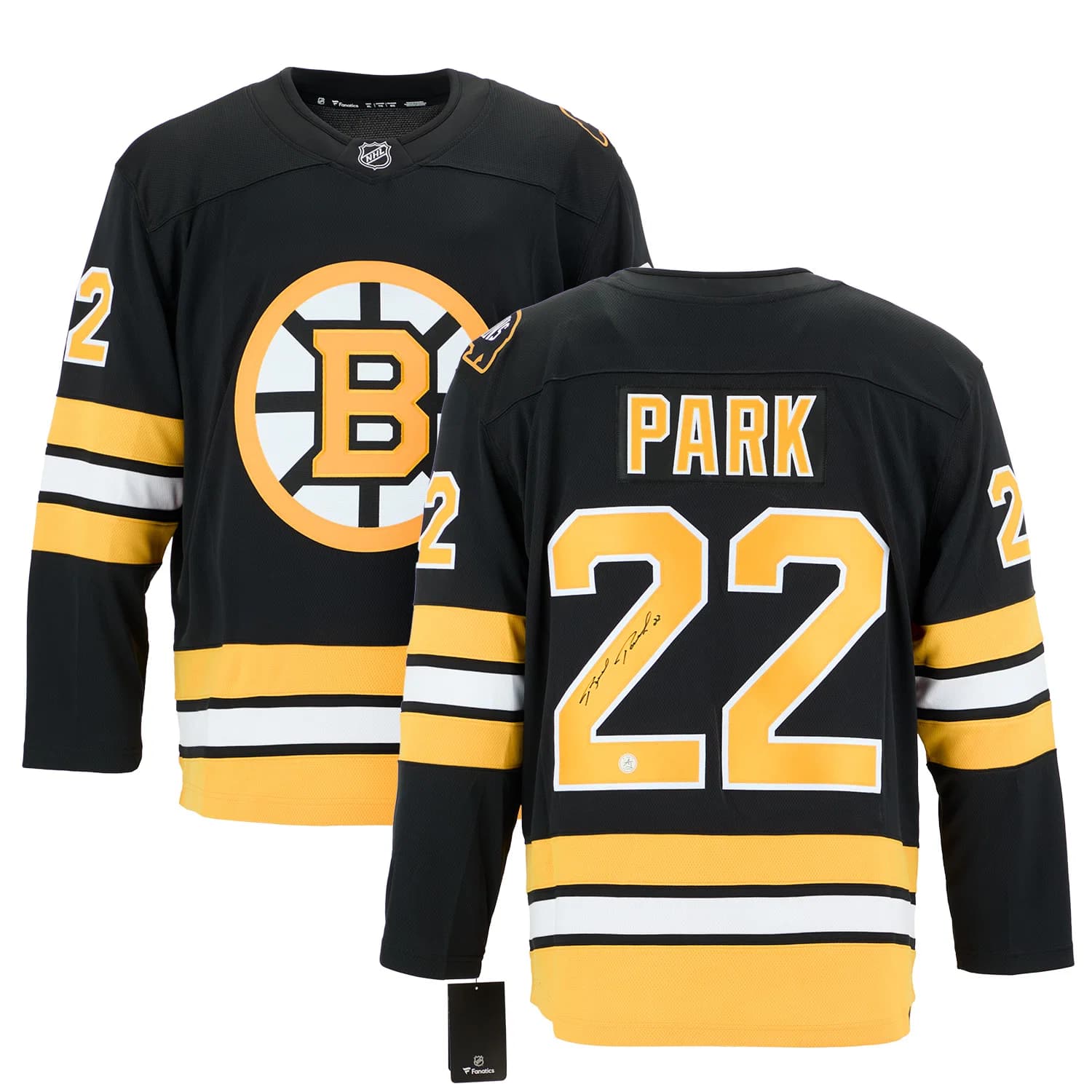 Brad Park Signed Boston Bruins Fanatics Throwback Jersey Brad Park Jersey throwback, Boston Bruins, view 3, supplier stock photo