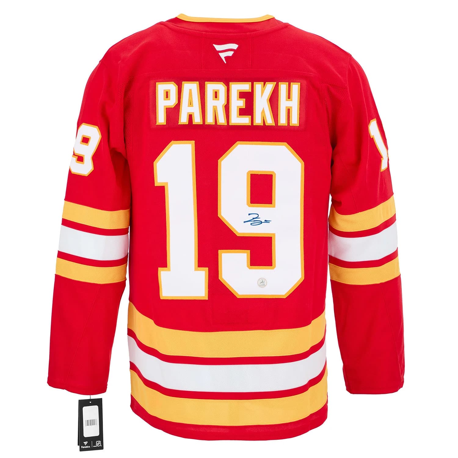 Zayne Parekh Autographed Calgary Flames Fanatics Premium Jersey Zayne Parekh Jersey premium, Calgary Flames, supplier stock photo