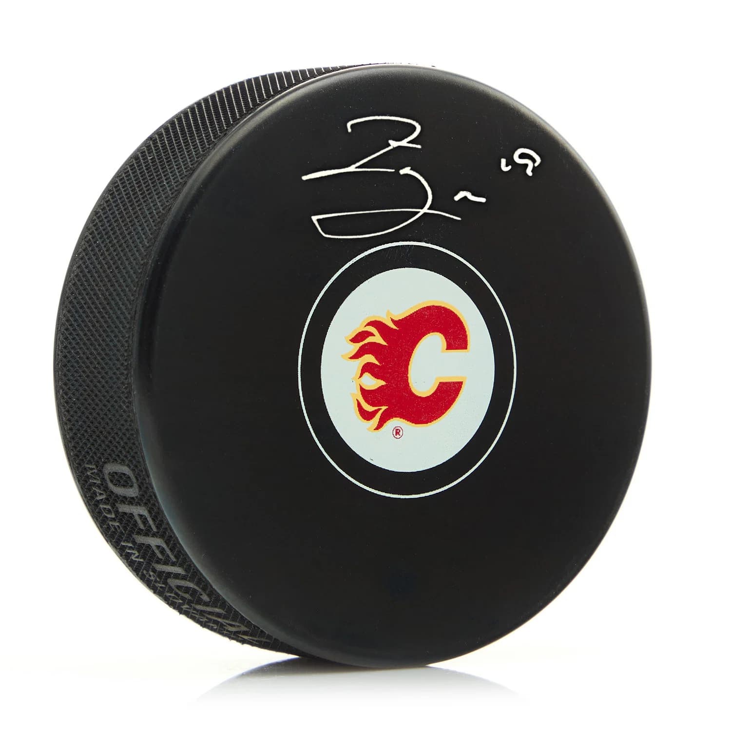 Zayne Parekh Autographed Calgary Flames Hockey Puck Zayne Parekh Puck hockey, Calgary Flames, supplier stock photo