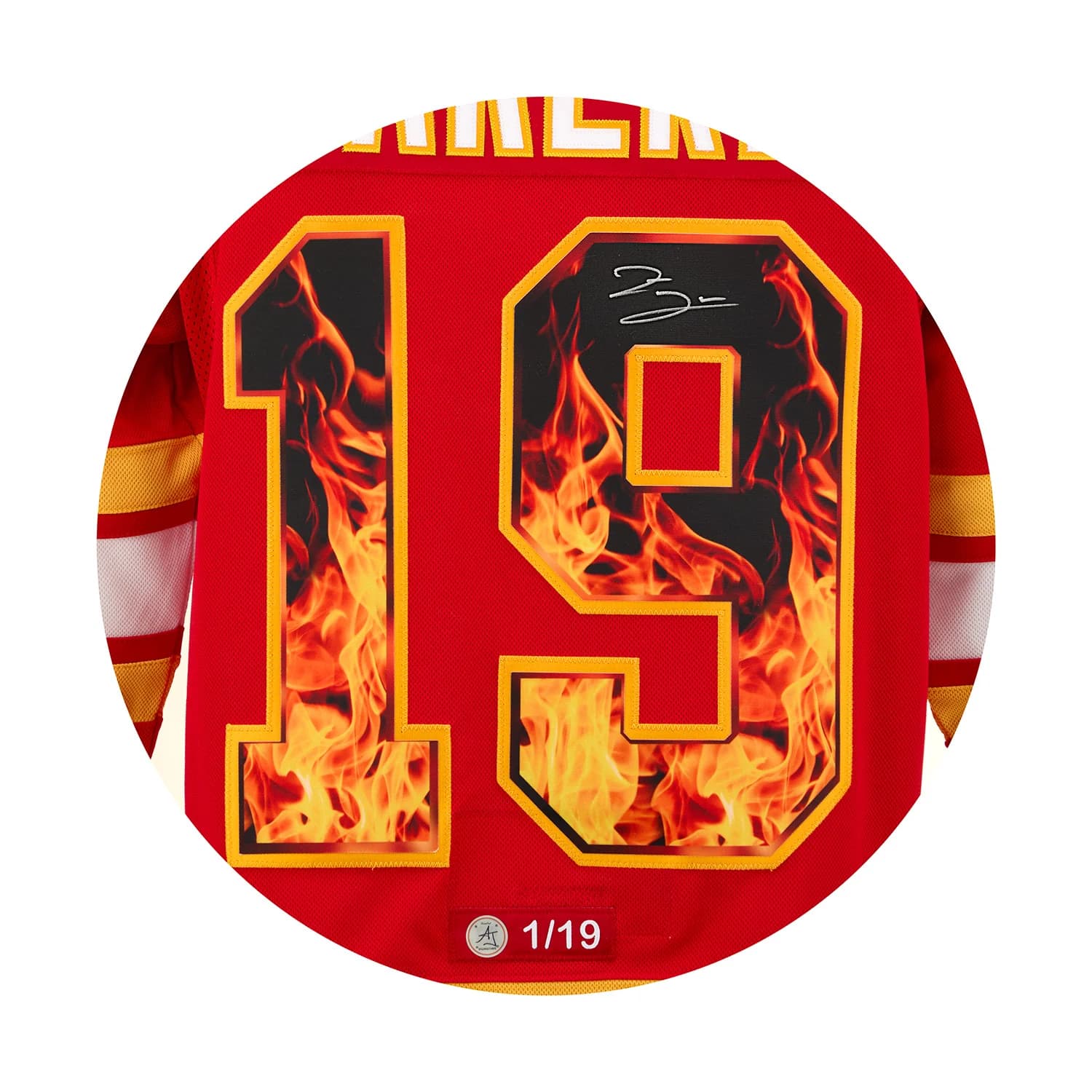 Zayne Parekh Signed Calgary Flames Roaring Fire Art Jersey #1/19 Zayne Parekh Jersey zayne-parekh-calgary-flames-roaring-fire, Calgary Flames, view 3, supplier stock photo