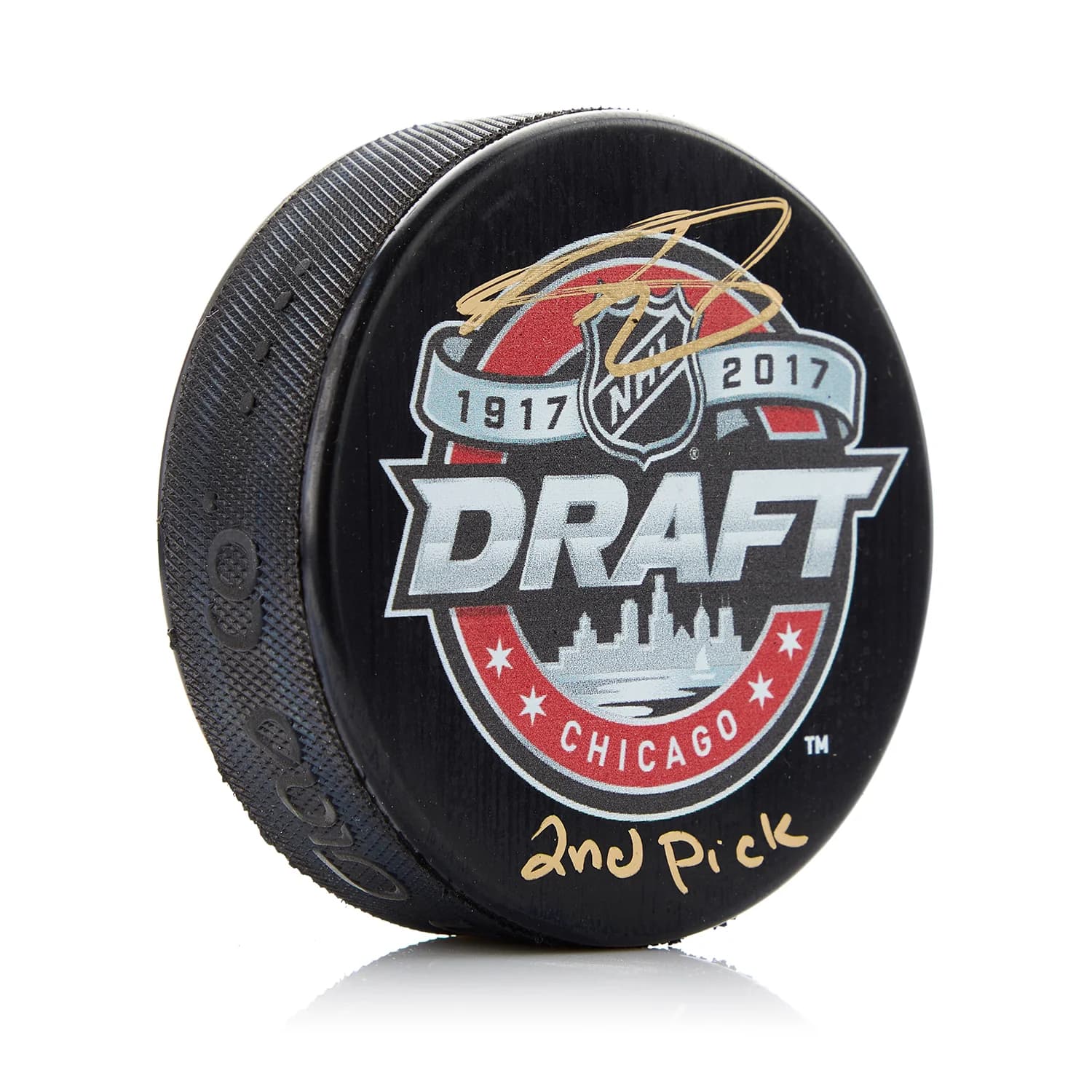 Nolan Patrick Signed 2017 NHL Entry Draft Puck with 2nd Pick Note Nolan Patrick Puck 2017-nhl-entry-draft-2nd-pick, supplier stock photo