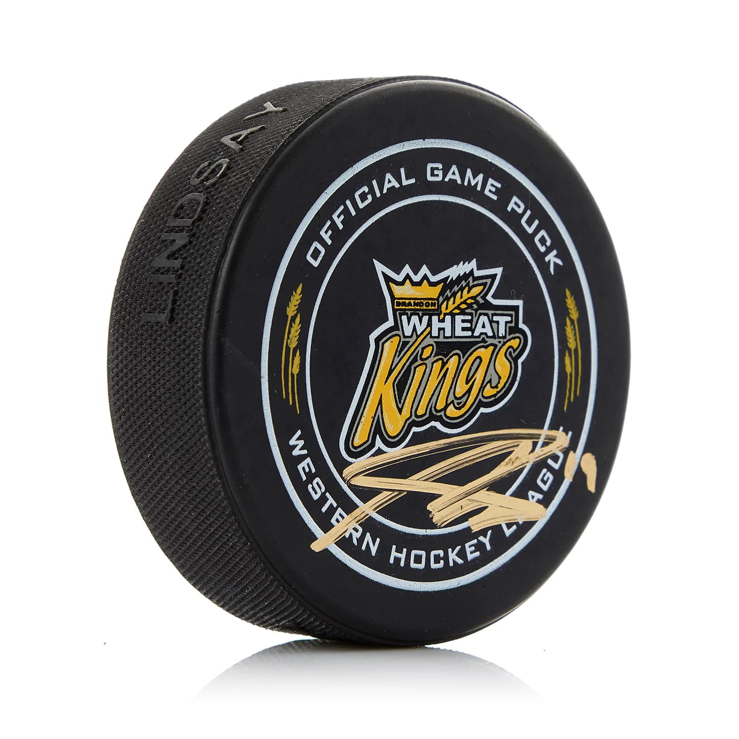 Nolan Patrick Brandon Wheat Kings Autographed Official Game Puck Nolan Patrick Puck brandon-wheat-kings-game, supplier stock photo