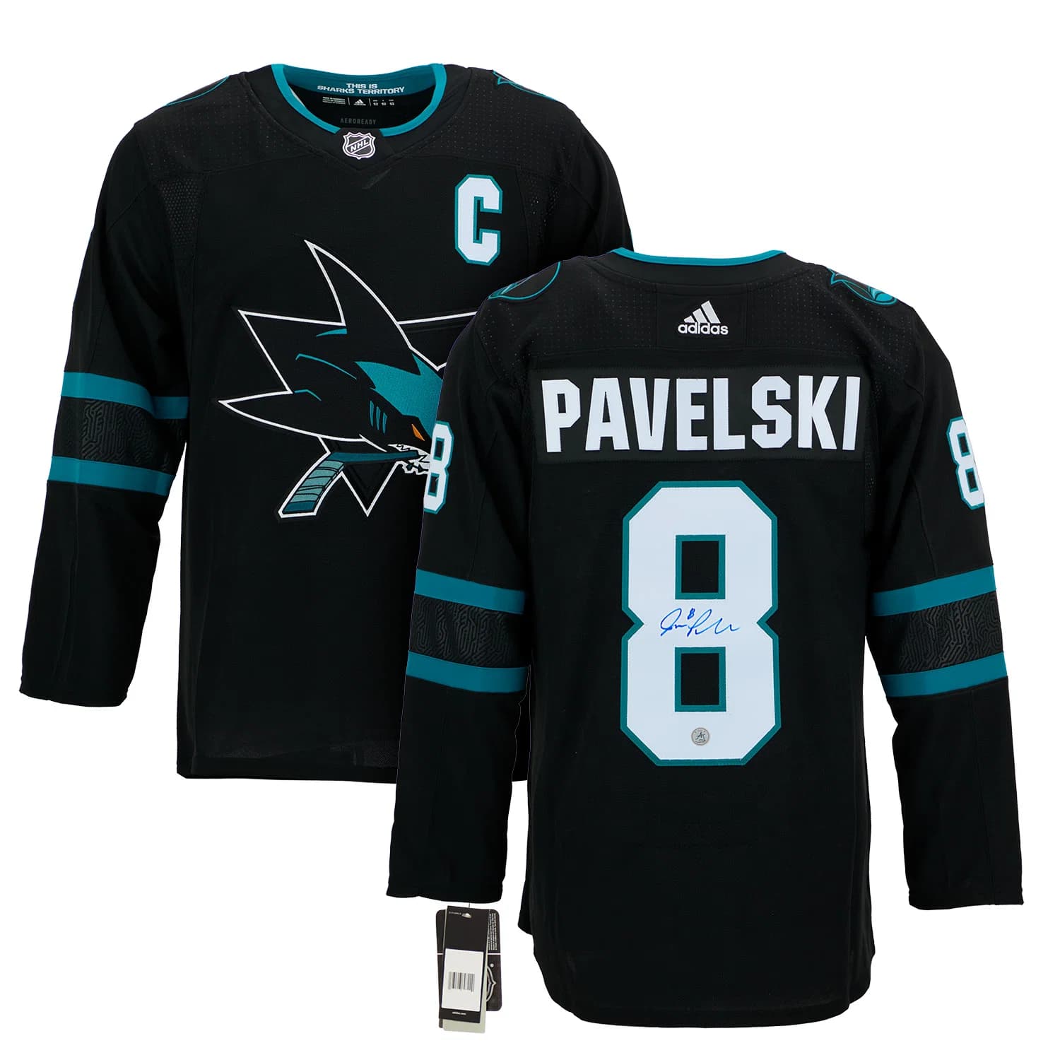 Joe Pavelski Autographed San Jose Sharks Alternate Black adidas Jersey Joe Pavelski Jersey alternate-black-adidas, San Jose Sharks, view 3, supplier stock photo