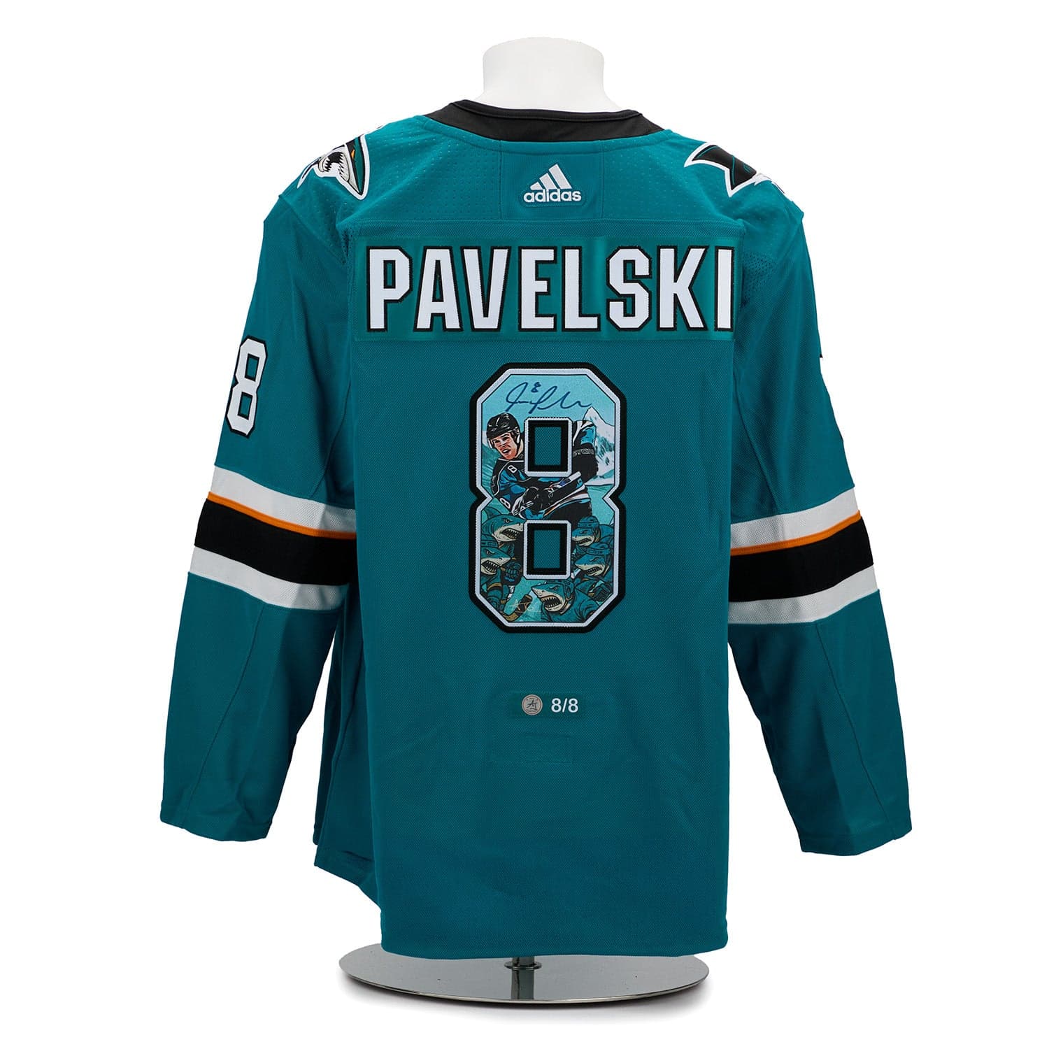 Joe Pavelski Signed San Jose Sharks Comic Book Art Jersey #8/8 Joe Pavelski Jersey joe-pavelski-san-jose-sharks-comic, San Jose Sharks, supplier stock photo