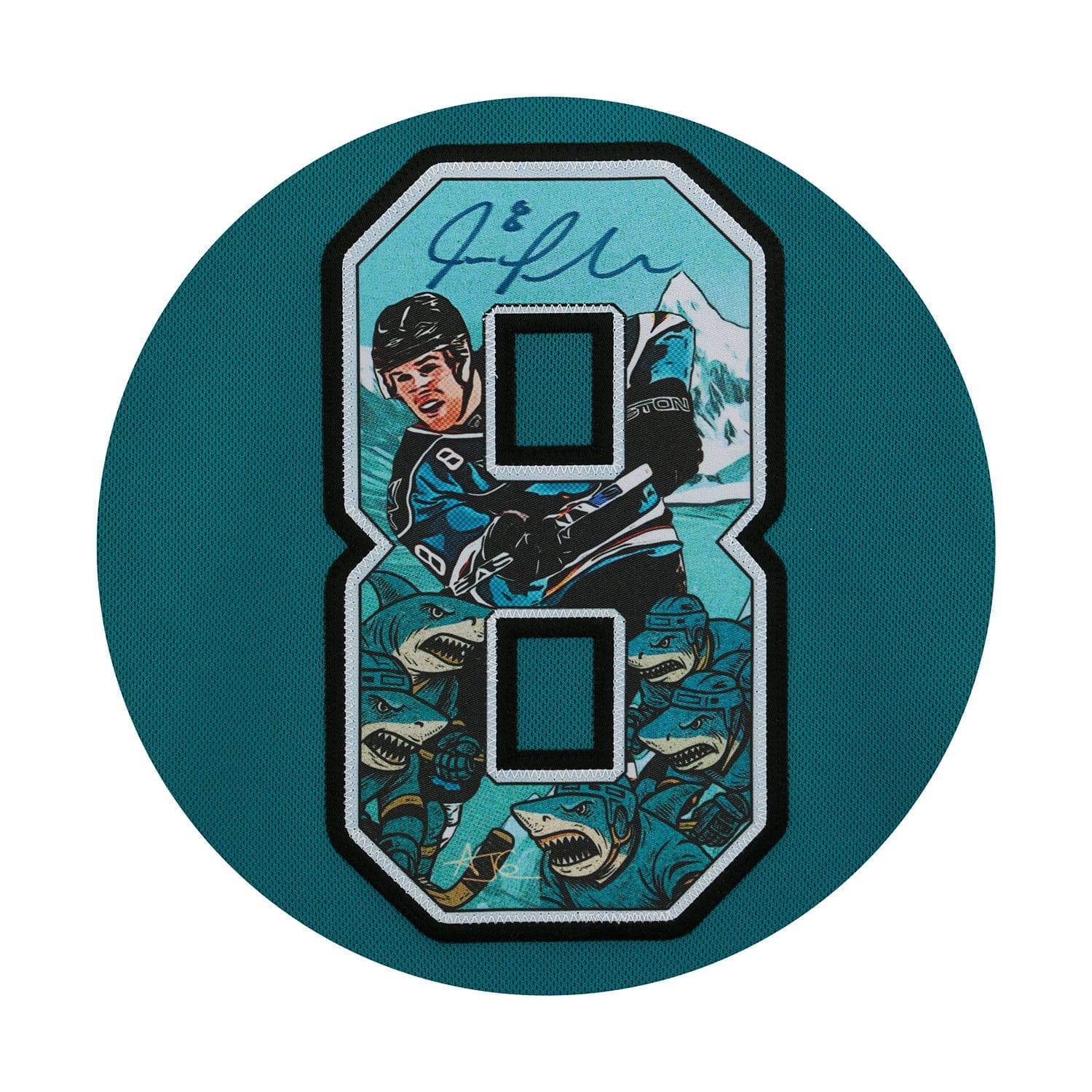 Joe Pavelski Signed San Jose Sharks Comic Book Art Jersey #8/8 Joe Pavelski Jersey joe-pavelski-san-jose-sharks-comic, San Jose Sharks, view 3, supplier stock photo