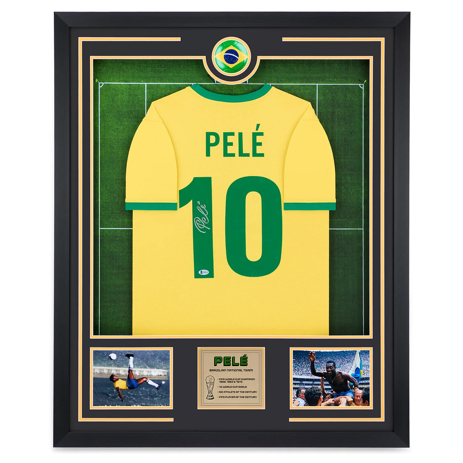 Pele Autographed Team Brazil Front Row Soccer 36x44 Jersey Frame Pele Jersey 36x44-team-brazil-front-row-soccer-frame, supplier stock photo
