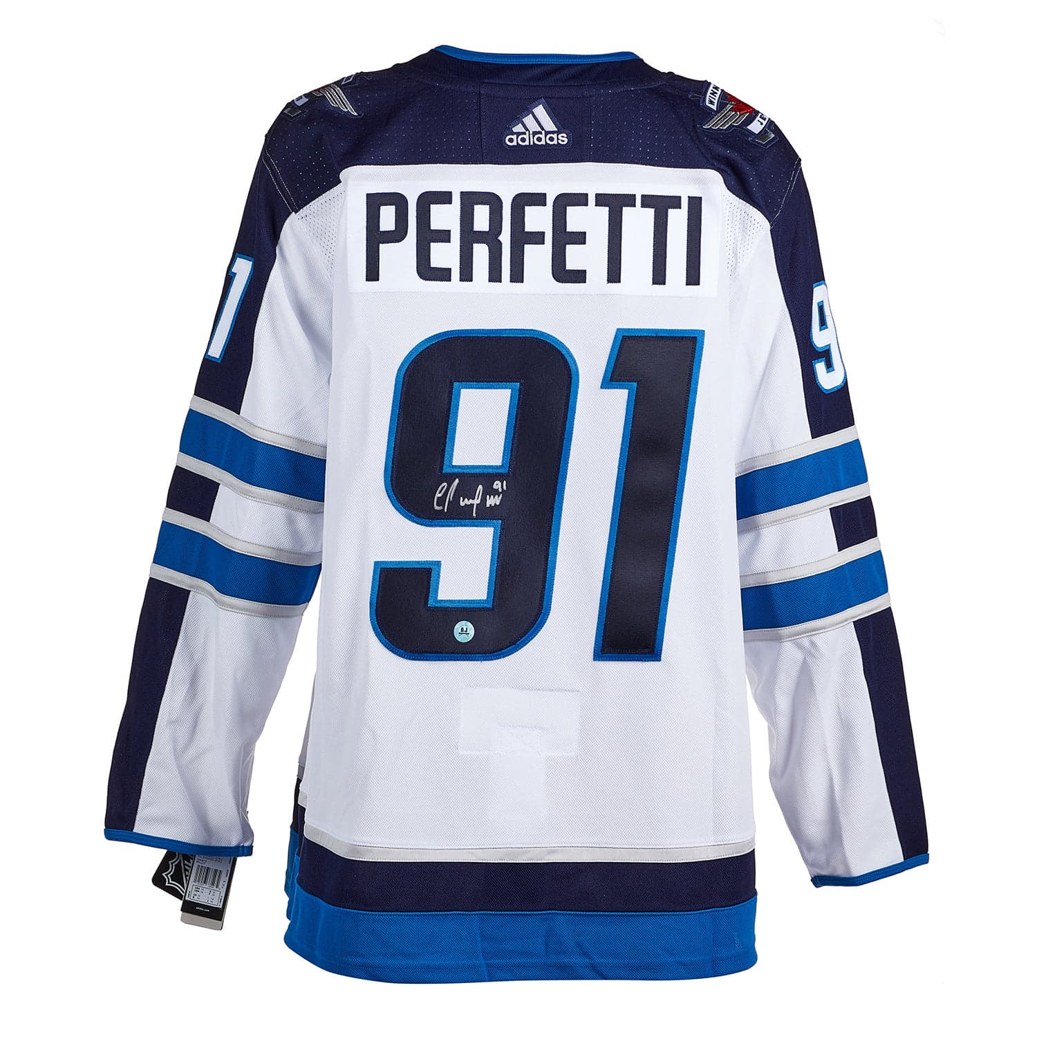 Cole Perfetti Signed Winnipeg Jets White adidas Jersey Cole Perfetti Jersey white-adidas, Winnipeg Jets, supplier stock photo