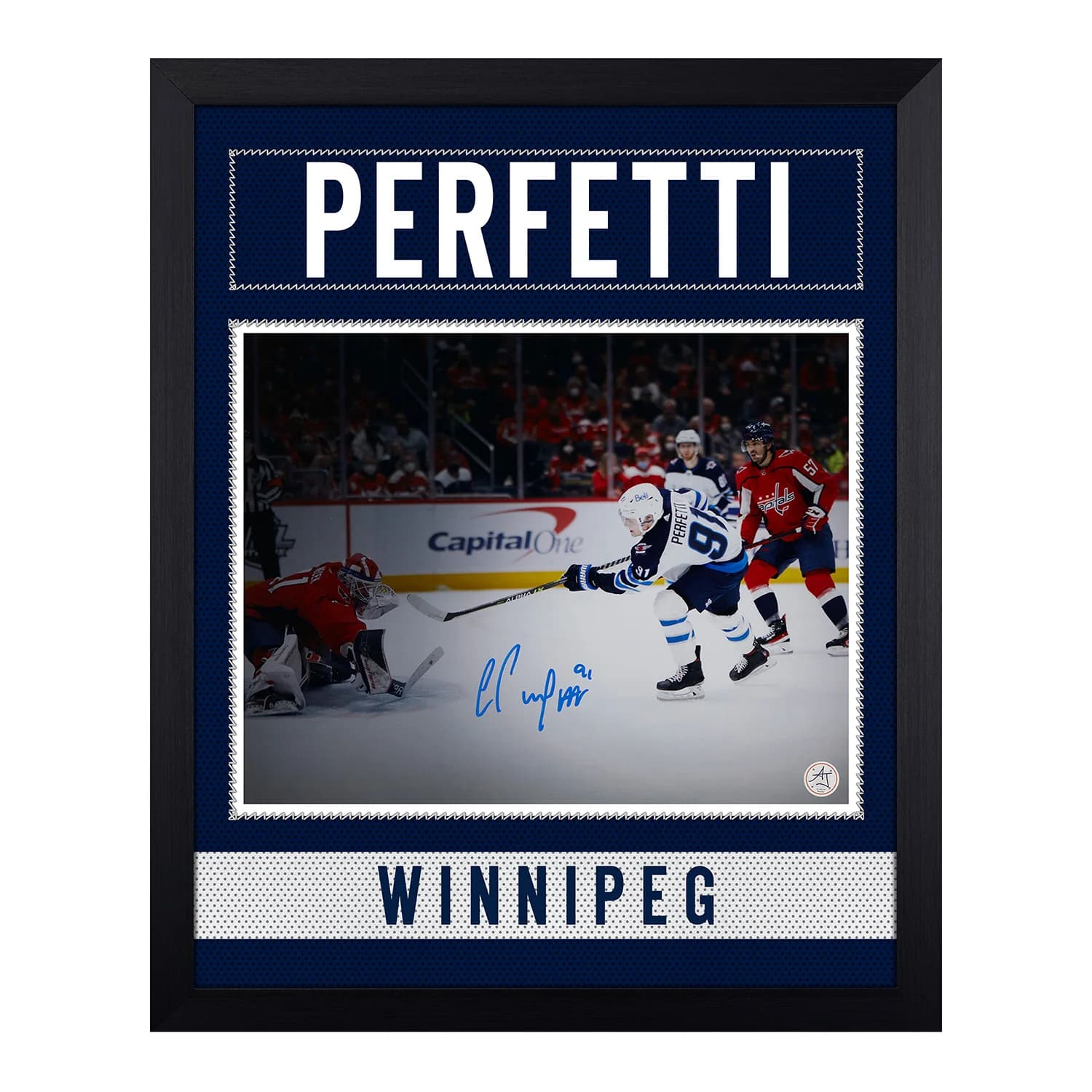 Cole Perfetti Autographed Winnipeg Jets Uniform Graphic 19x23 Frame Cole Perfetti Jersey 19x23-uniform-graphic-frame, Winnipeg Jets, supplier stock photo