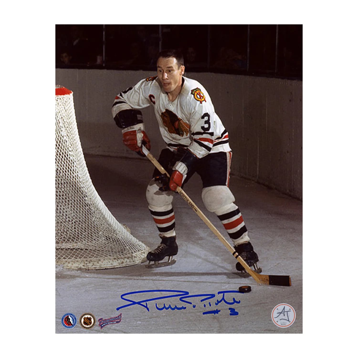Pierre Pilote Autographed Chicago Blackhawks Game Action 8x10 Photo Pierre Pilote Photo 8x10-game-action, Chicago Blackhawks, supplier stock photo