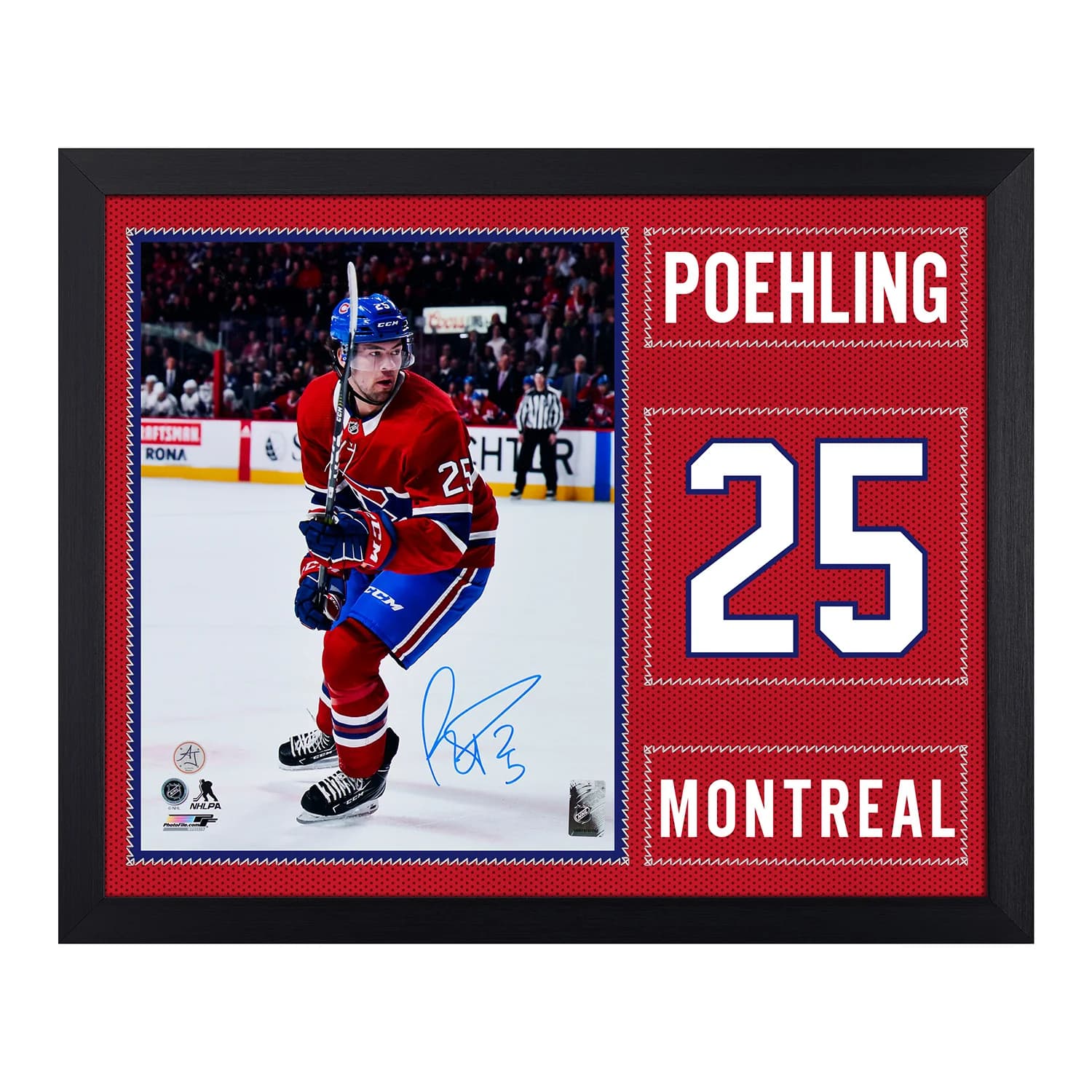 Ryan Poehling Autographed Montreal Canadiens Uniform Graphic 19x23 Frame Ryan Poehling Jersey 19x23-uniform-graphic-frame, Montreal Canadiens, supplier stock photo