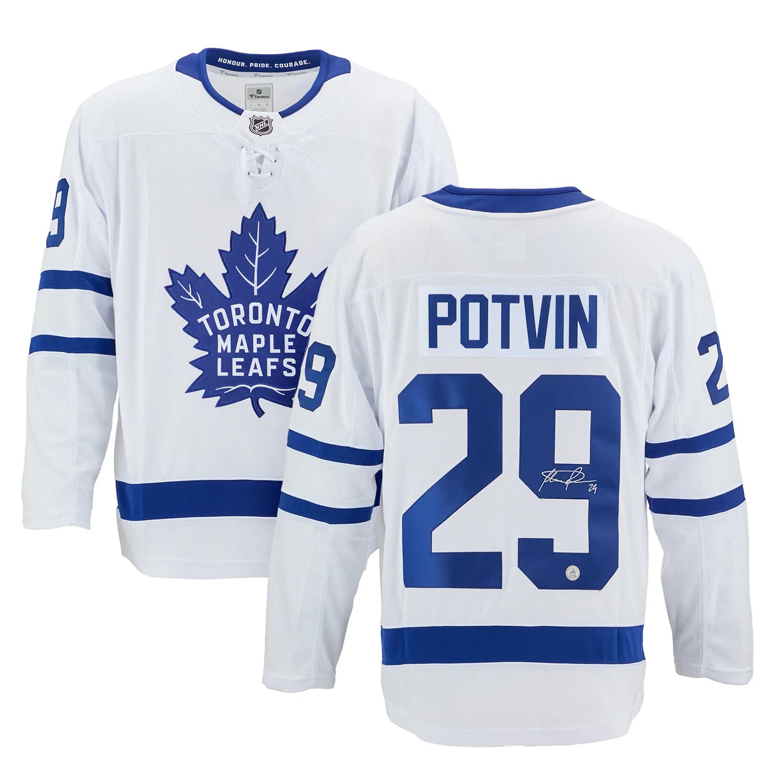 Felix Potvin Signed Toronto Maple Leafs White Fanatics Breakaway Jersey Felix Potvin Jersey white-breakaway, Toronto Maple Leafs, view 3, supplier stock photo