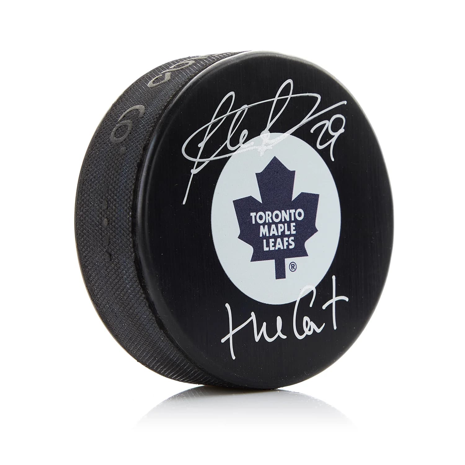 Felix Potvin Signed Toronto Maple Leafs Puck with The Cat Note Felix Potvin Puck cat-note, Toronto Maple Leafs, supplier stock photo