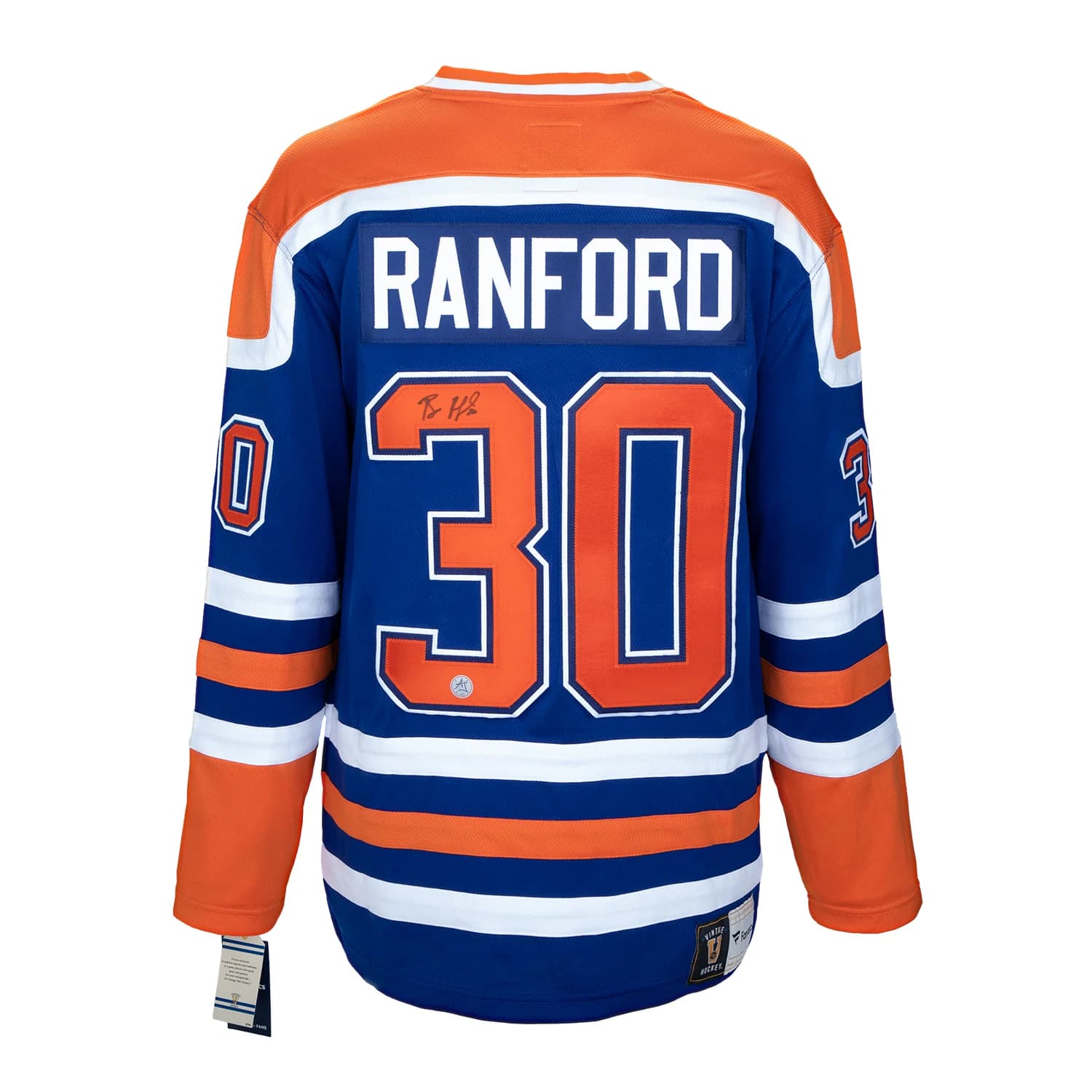 Bill Ranford Autographed Edmonton Oilers Throwback Breakaway Jersey Bill Ranford Jersey throwback-breakaway, Edmonton Oilers, supplier stock photo
