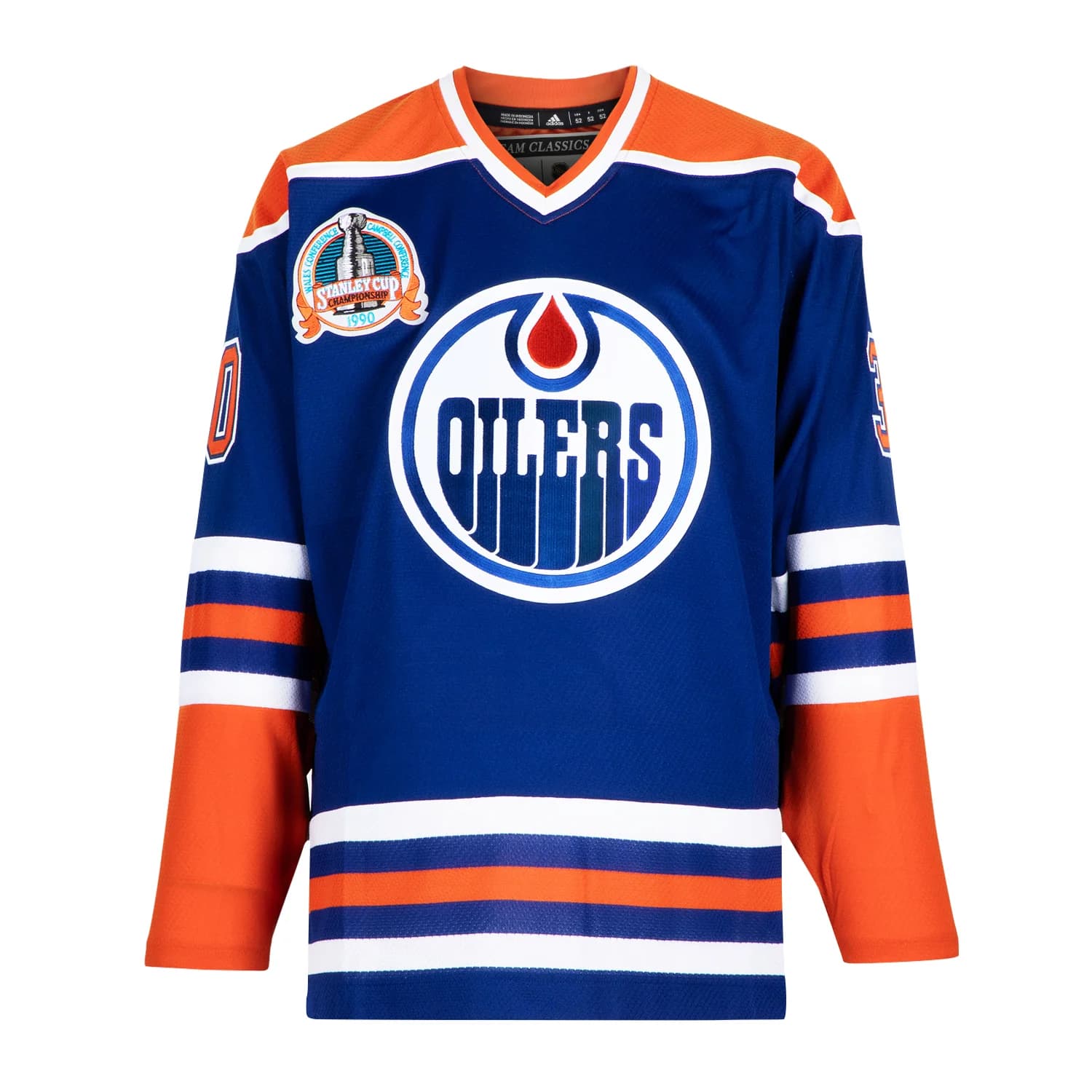 Bill Ranford Signed Edmonton Oilers 1990 Stanley Cup Classic adidas Jersey Bill Ranford Jersey 1990-stanley-cup-classic-adidas, Edmonton Oilers, view 2, supplier stock photo