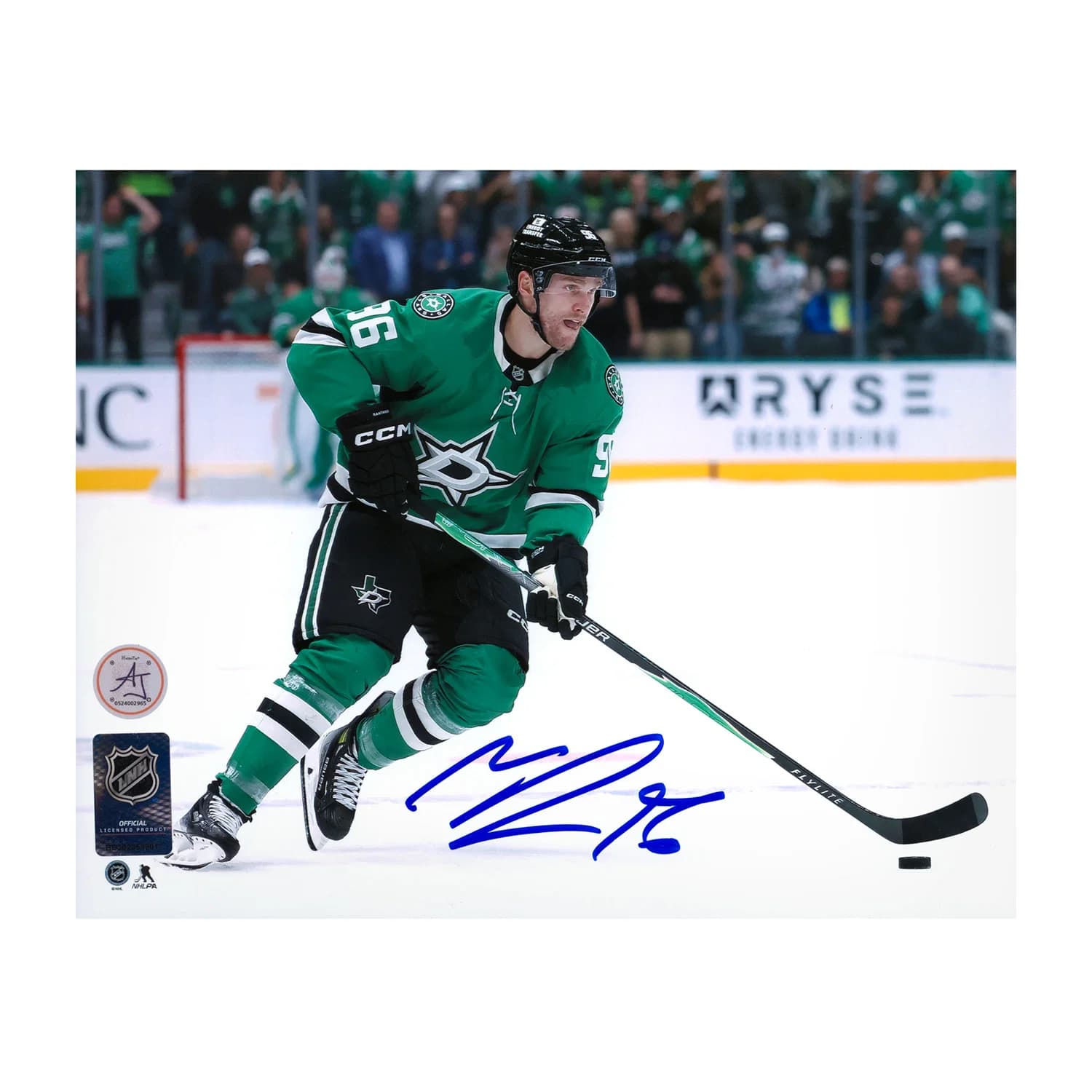 Mikko Rantanen Autographed Dallas Stars Puck Rush 8x10 Photo Mikko Rantanen Puck 8x10-rush, Dallas Stars, supplier stock photo