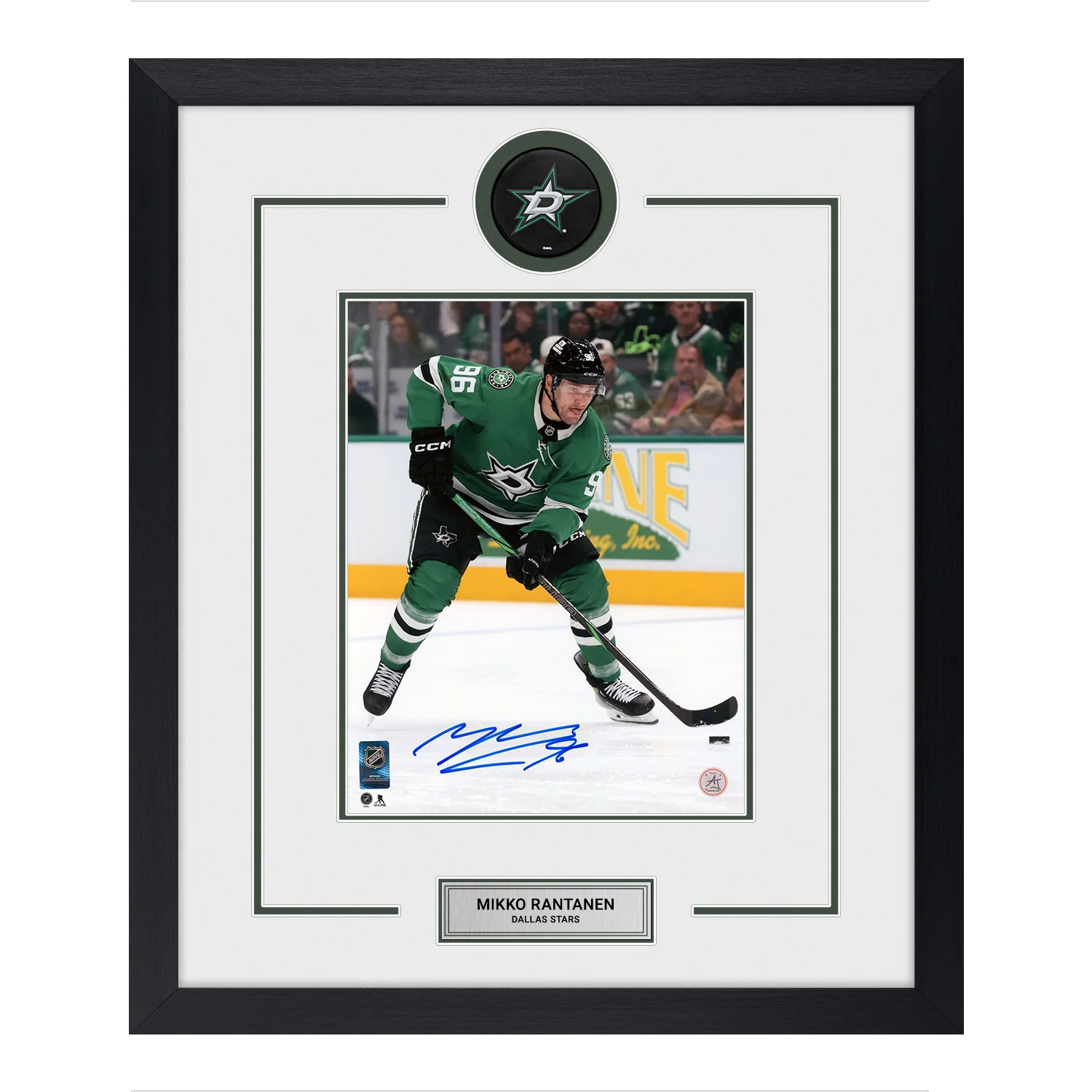 Mikko Rantanen Autographed Dallas Stars Puck Logo 22x26 Frame Mikko Rantanen Puck 22x26-logo-frame, Dallas Stars, supplier stock photo