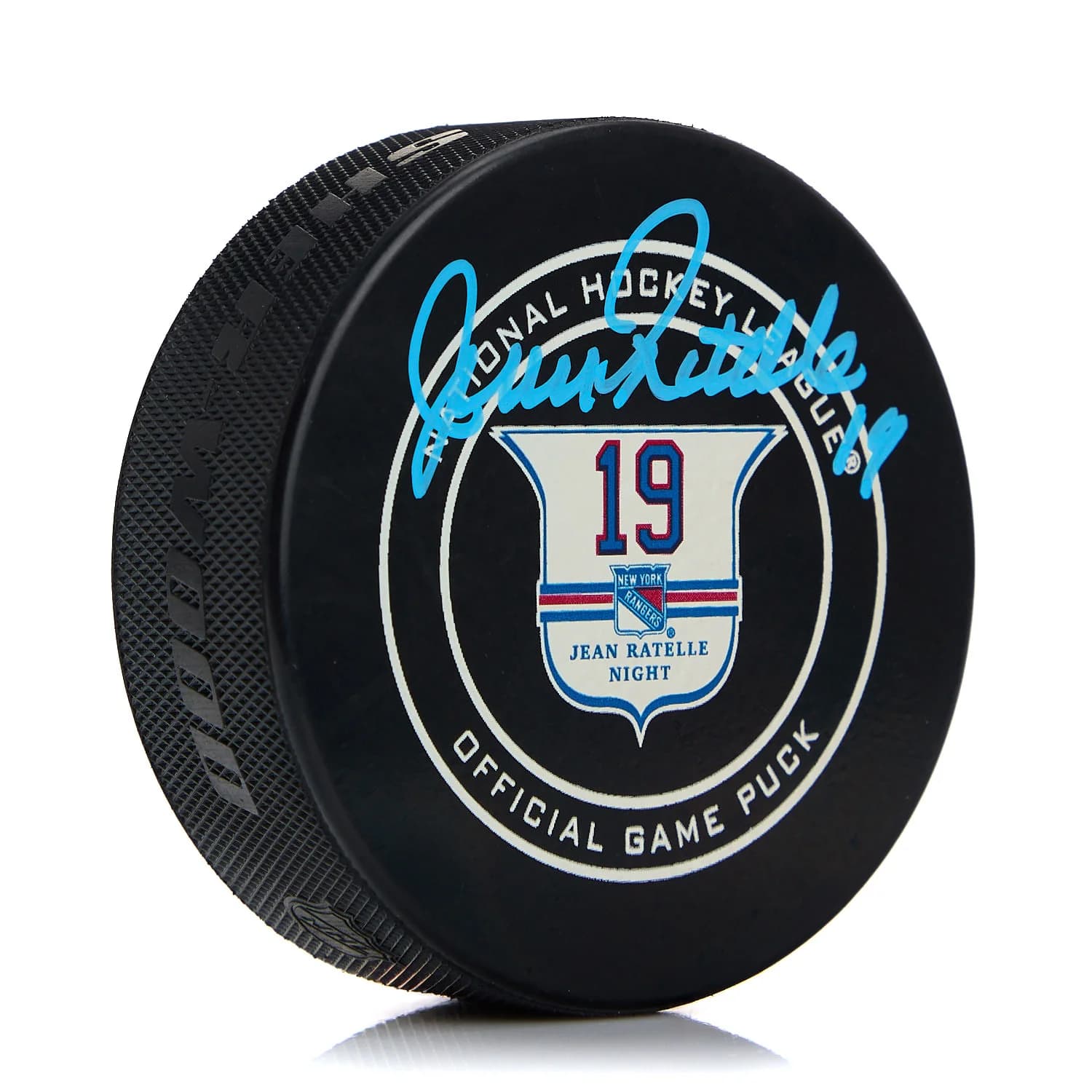 Jean Ratelle Signed Rangers Retirement Night Game Puck Jean Ratelle Puck rangers-retirement-night-game, supplier stock photo