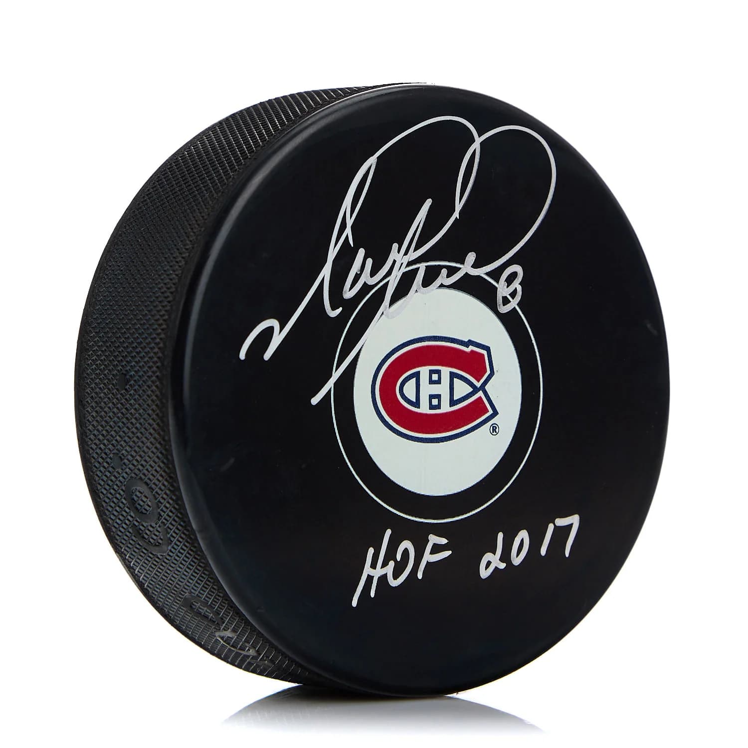 Mark Recchi Signed Montreal Canadiens Hockey Puck with HOF Note Mark Recchi Puck hockey-hof-note, Montreal Canadiens, supplier stock photo