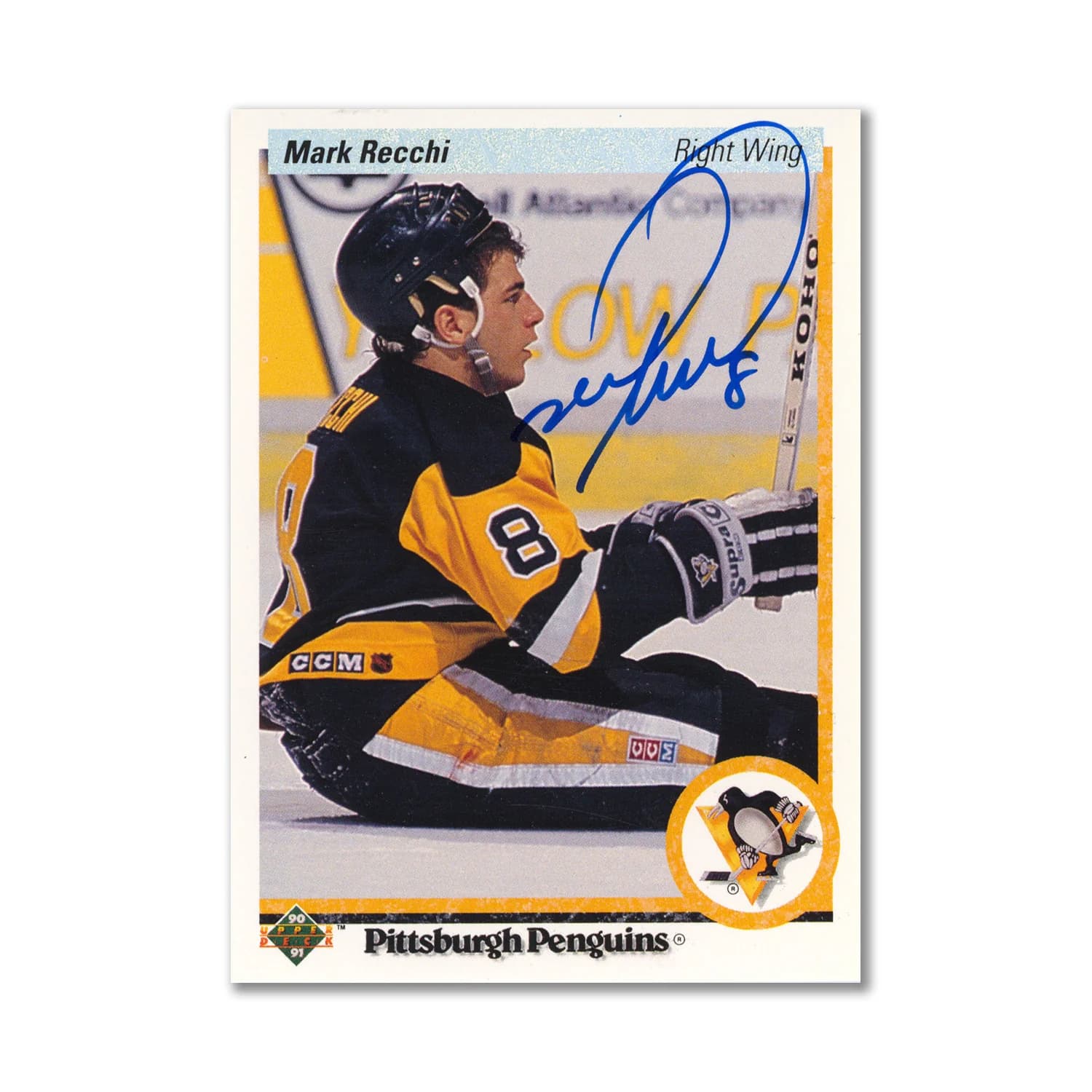 Autographed 1990-91 Upper Deck #178 Mark Recchi Rookie Card Mark Recchi Card 1990-91-upper-deck-178-rookie, supplier stock photo