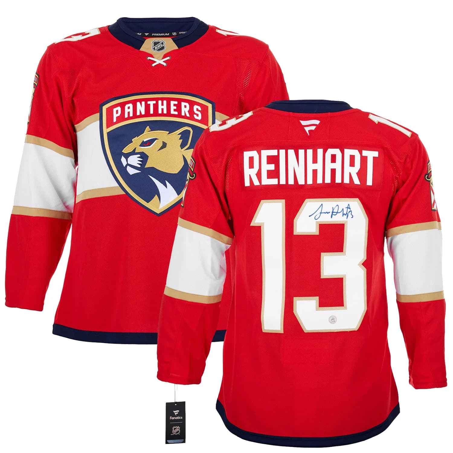 Sam Reinhart Autographed Florida Panthers Fanatics Premium Jersey Sam Reinhart Jersey premium, Florida Panthers, view 3, supplier stock photo