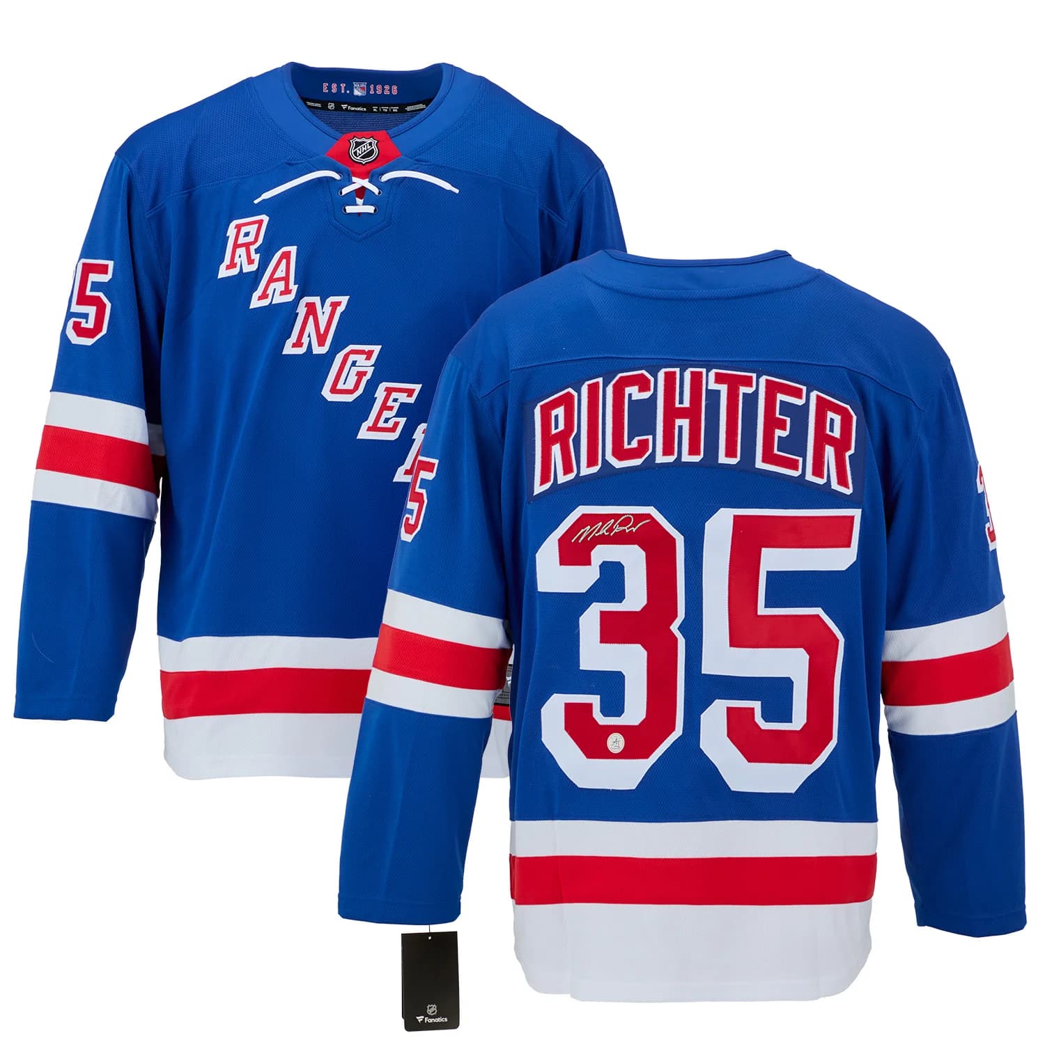 Mike Richter Autographed New York Rangers Fanatics Breakaway Jersey Mike Richter Jersey breakaway, New York Rangers, view 3, supplier stock photo