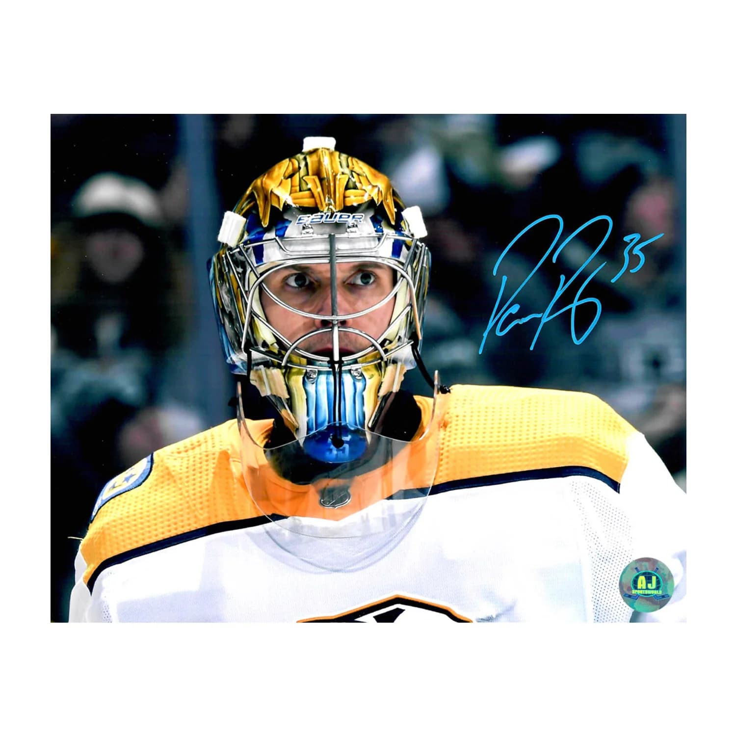 Pekka Rinne Autographed Nashville Predators Mask Close-Up 8x10 Photo Pekka Rinne Photo 8x10-mask-close-up, Nashville Predators, supplier stock photo