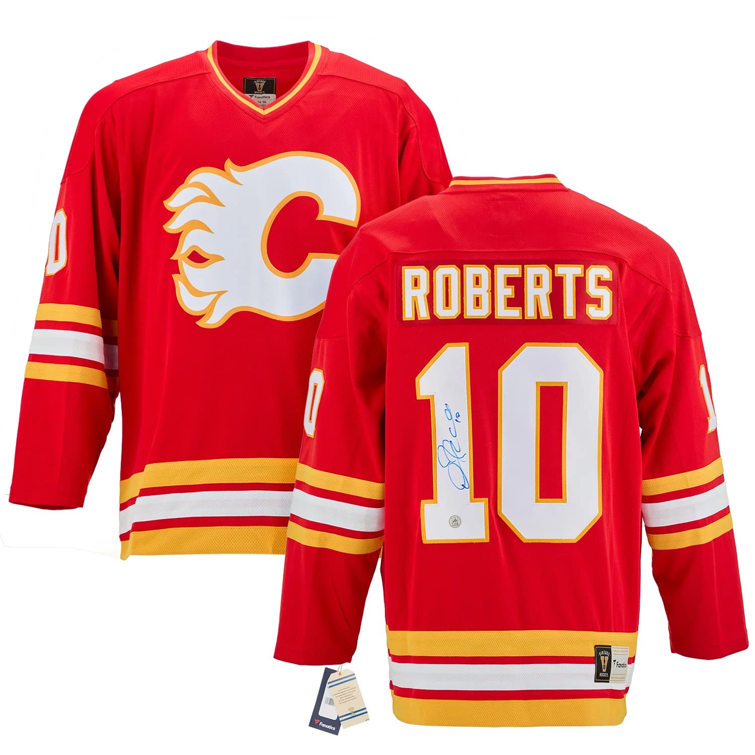 Gary Roberts Autographed Calgary Flames Fanatics Throwback Jersey Gary Roberts Jersey throwback, Calgary Flames, view 3, supplier stock photo
