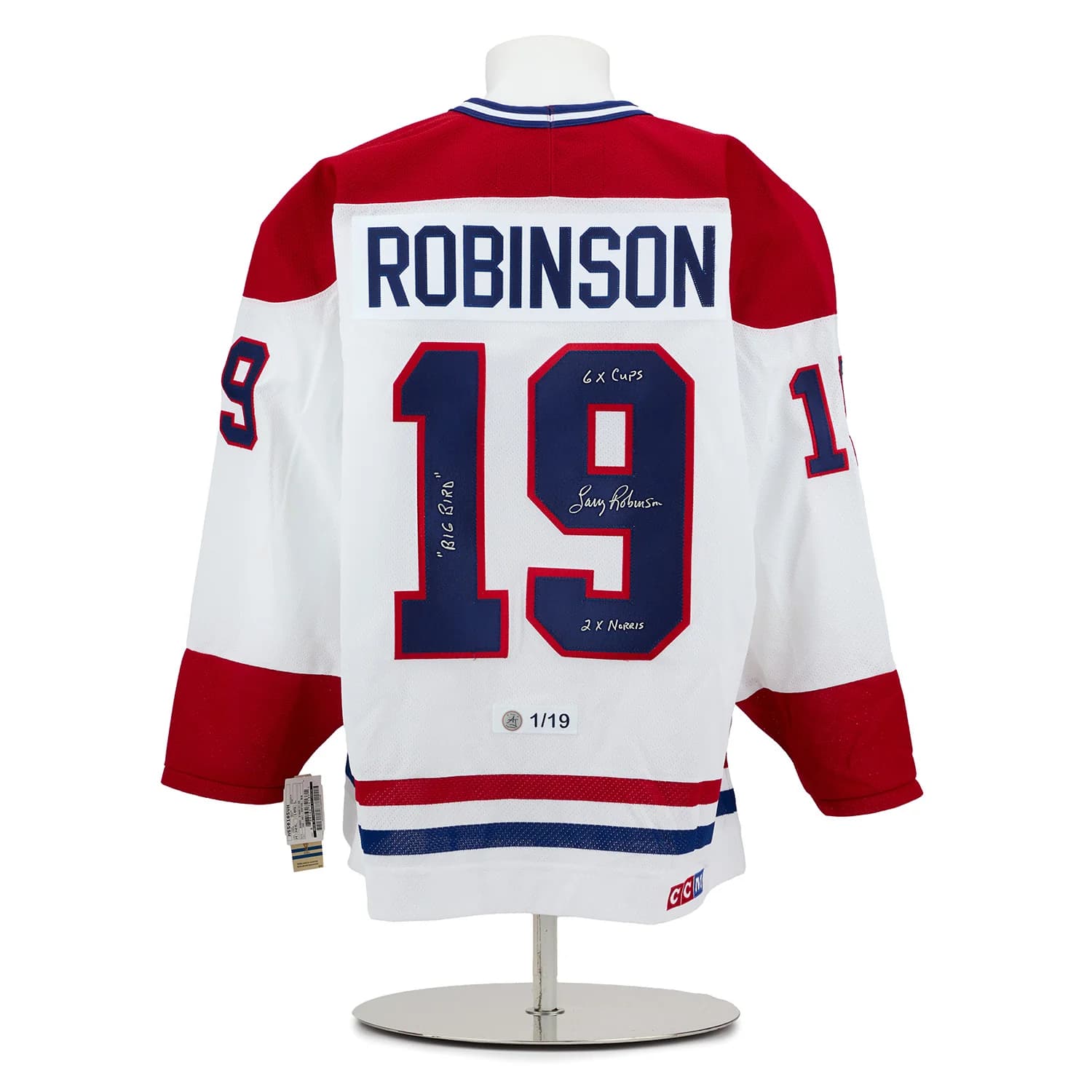 Larry Robinson Montreal Canadiens Signed & Inscribed CCM Stats Jersey #1/19 Larry Robinson Jersey larry-robinson-inscribed-ccm-stats-1, Montreal Canadiens, supplier stock photo