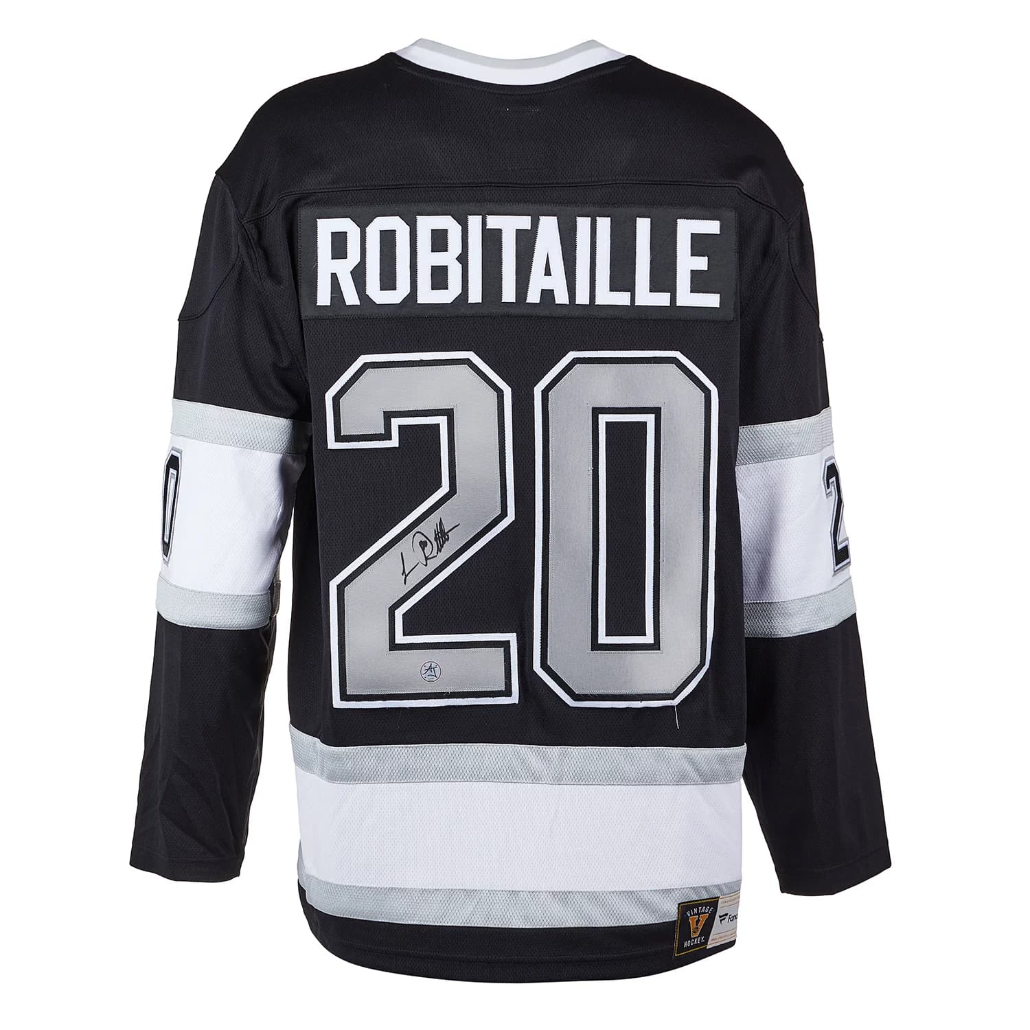 Luc Robitaille Autographed Los Angeles Kings Black Fanatics Throwback Jersey Luc Robitaille Jersey black-throwback, Los Angeles Kings, supplier stock photo