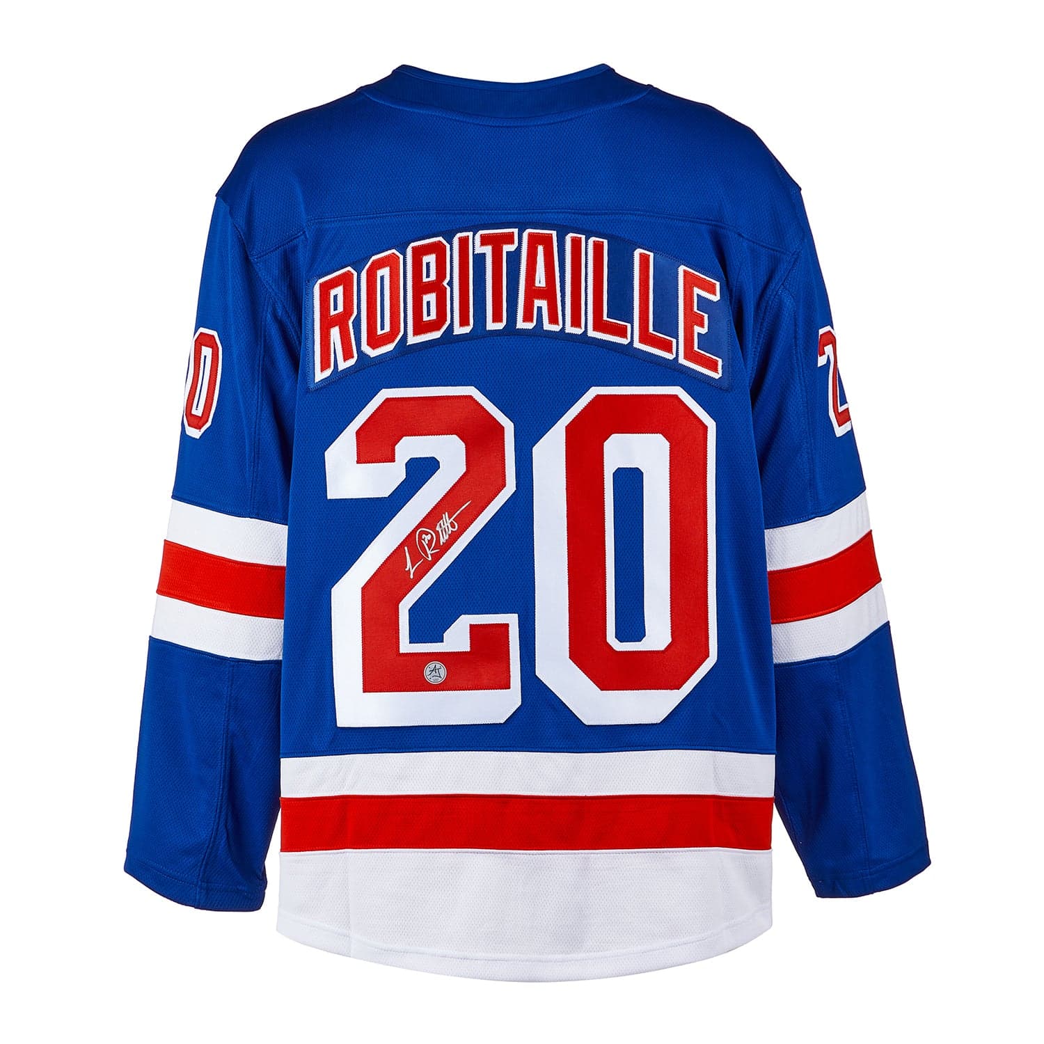 Luc Robitaille Autographed New York Rangers Fanatics Breakaway Jersey Luc Robitaille Jersey breakaway, New York Rangers, supplier stock photo