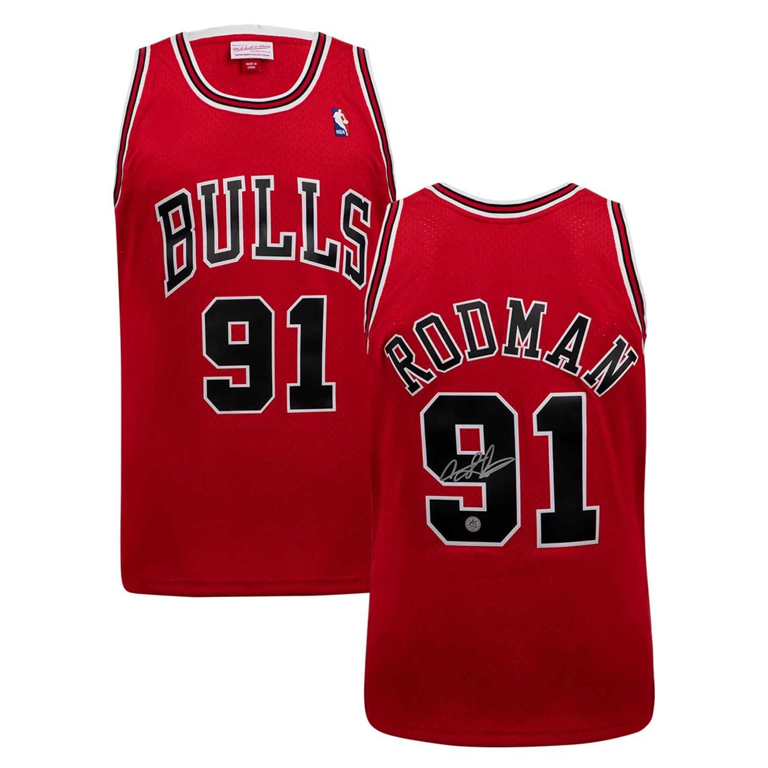 Dennis Rodman Autographed Chicago Bulls Mitchell & Ness Jersey Dennis Rodman Jersey mitchell-ness, Chicago Bulls, view 3, supplier stock photo