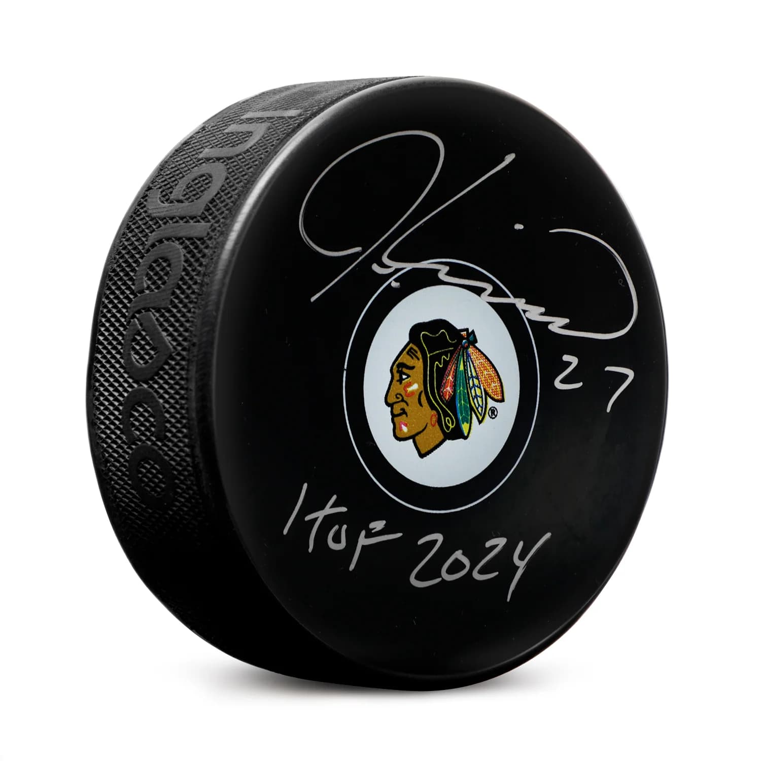 Jeremy Roenick Autographed Chicago Blackhawks Hockey Puck with HOF Note Jeremy Roenick Puck hockey-hof-note, Chicago Blackhawks, supplier stock photo