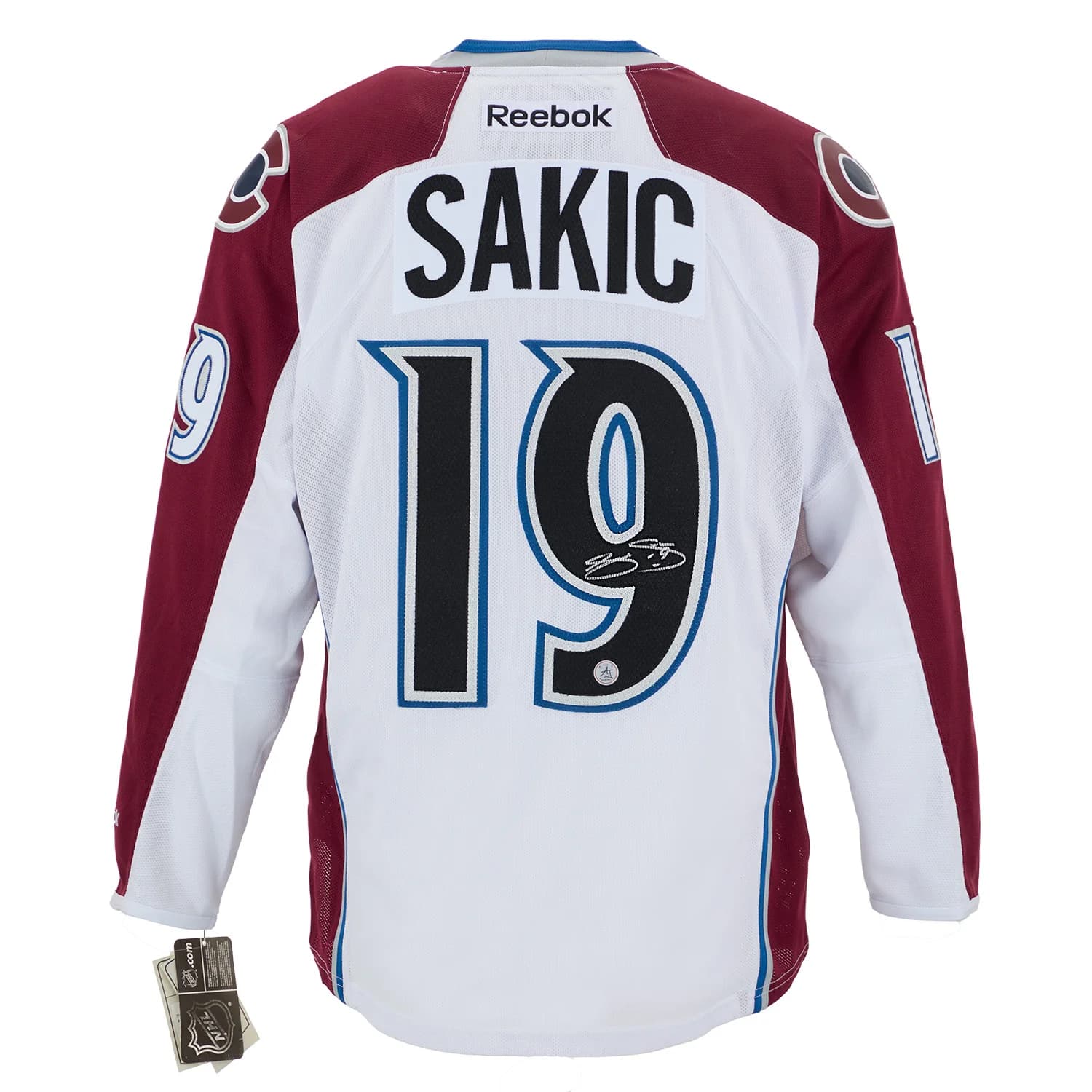 Joe Sakic Signed Colorado Avalanche White Vintage Reebok Jersey Joe Sakic Jersey white-vintage-reebok, Colorado Avalanche, supplier stock photo