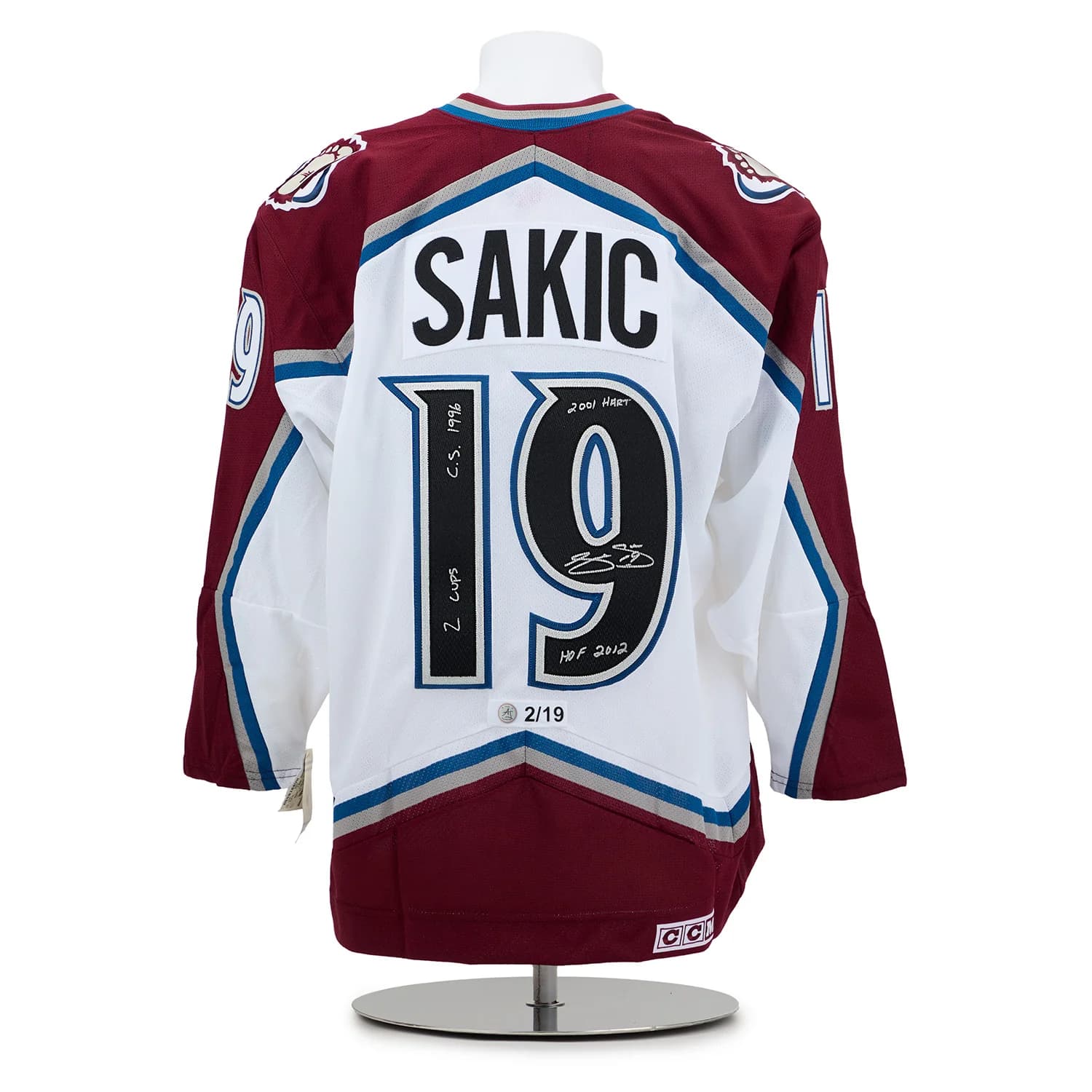 Joe Sakic Signed Colorado Avalanche Vintage CCM Jersey with Stats #2/19 Joe Sakic Jersey joe-sakic-colorado-avalanche-vintage-ccm, Colorado Avalanche, supplier stock photo