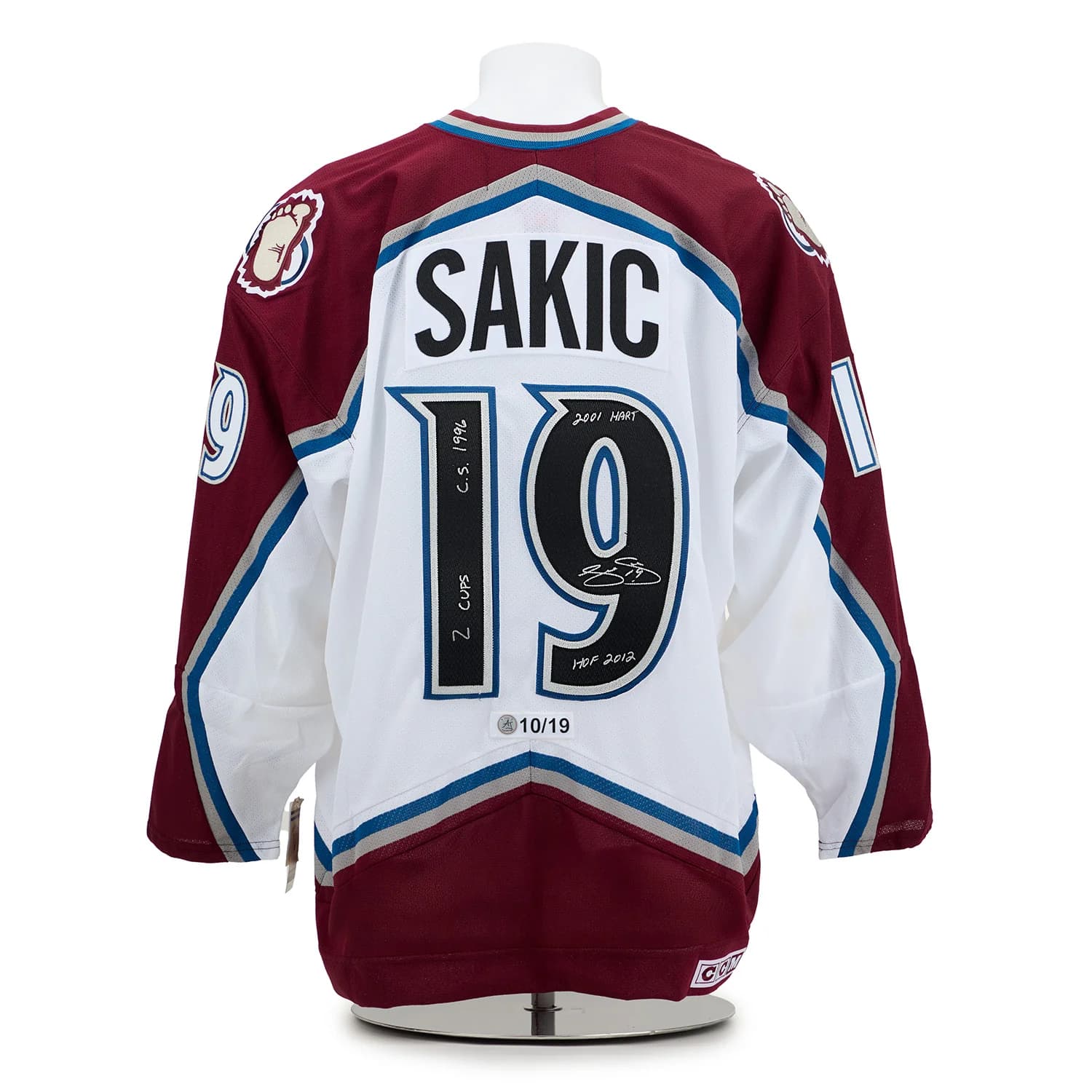 Joe Sakic Signed Colorado Avalanche Vintage CCM Jersey with Stats #10/19 Joe Sakic Jersey joe-sakic-colorado-avalanche-vintage-ccm, Colorado Avalanche, supplier stock photo