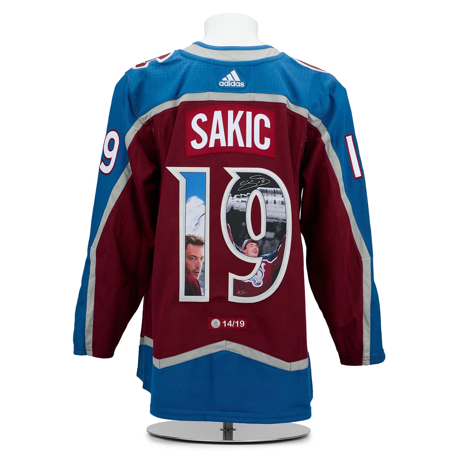 Joe Sakic Signed Colorado Avalanche Championship Portrait Art Jersey #14/19 Joe Sakic Jersey joe-sakic-colorado-avalanche-championship, Colorado Avalanche, supplier stock photo