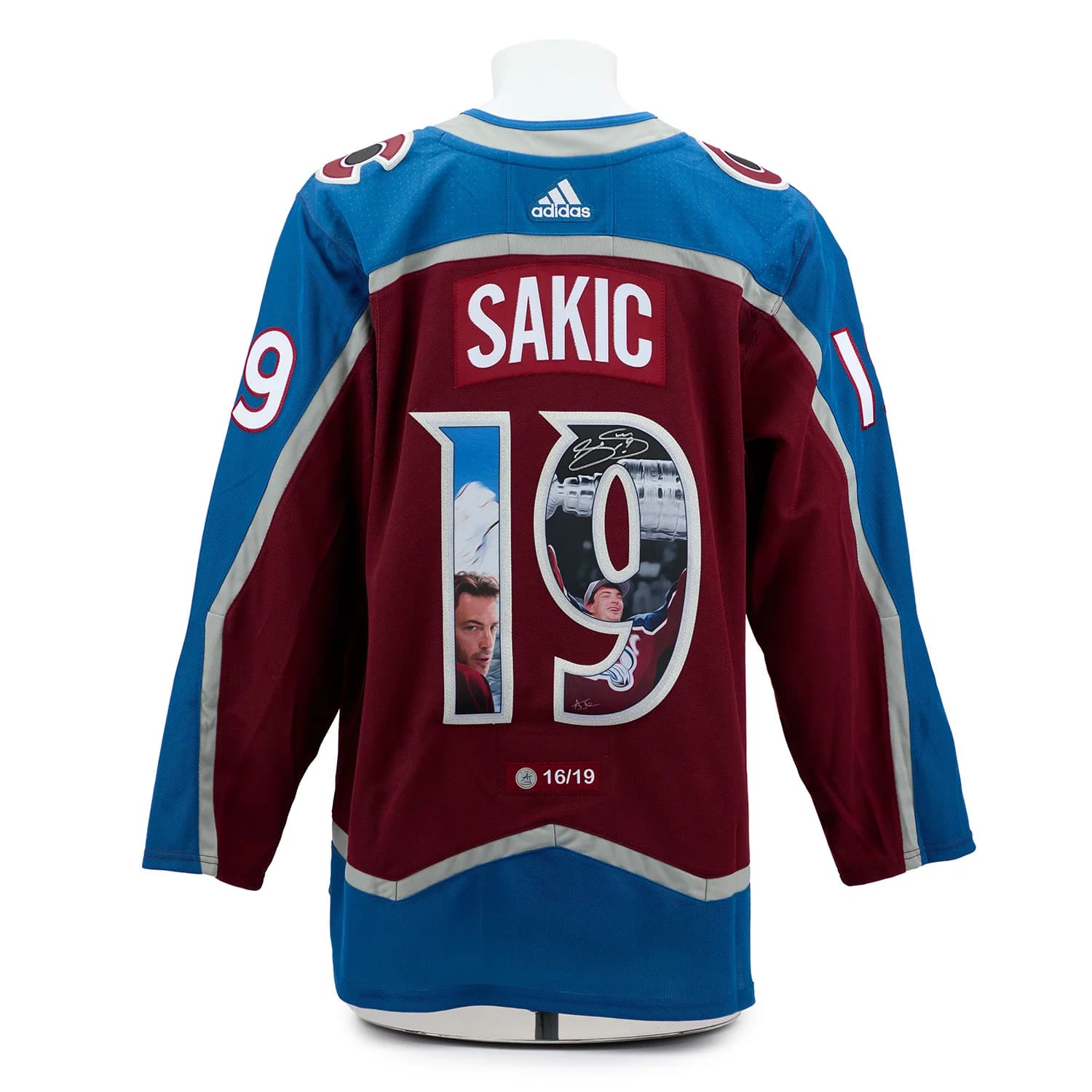 Joe Sakic Signed Colorado Avalanche Championship Portrait Art Jersey #16/19 Joe Sakic Jersey joe-sakic-colorado-avalanche-championship, Colorado Avalanche, supplier stock photo
