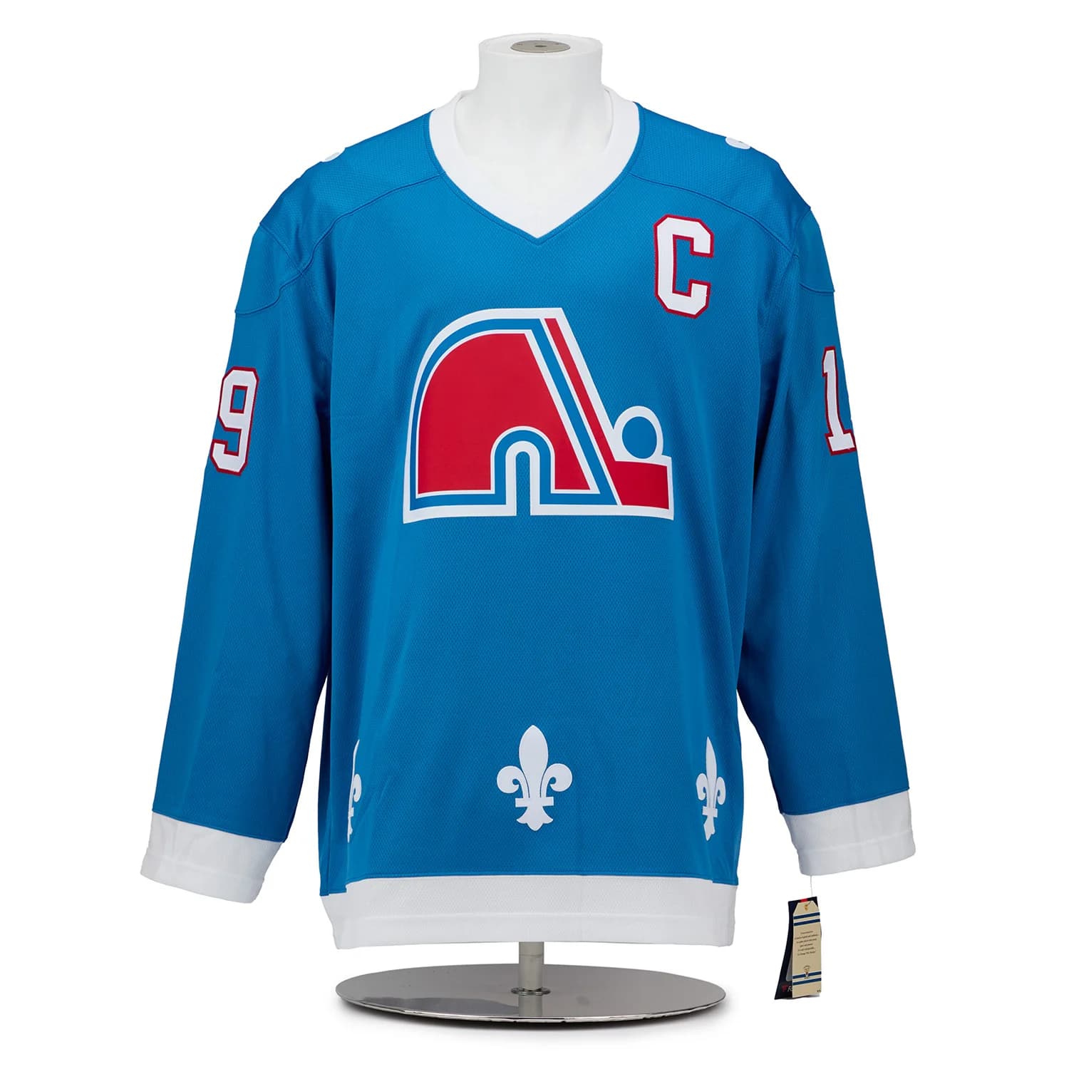 Joe Sakic Signed Quebec Nordiques Winter Fleurs-De-Lis Art Jersey #19/19 Joe Sakic Jersey joe-sakic-quebec-nordiques-winter-fleurs, view 2, supplier stock photo