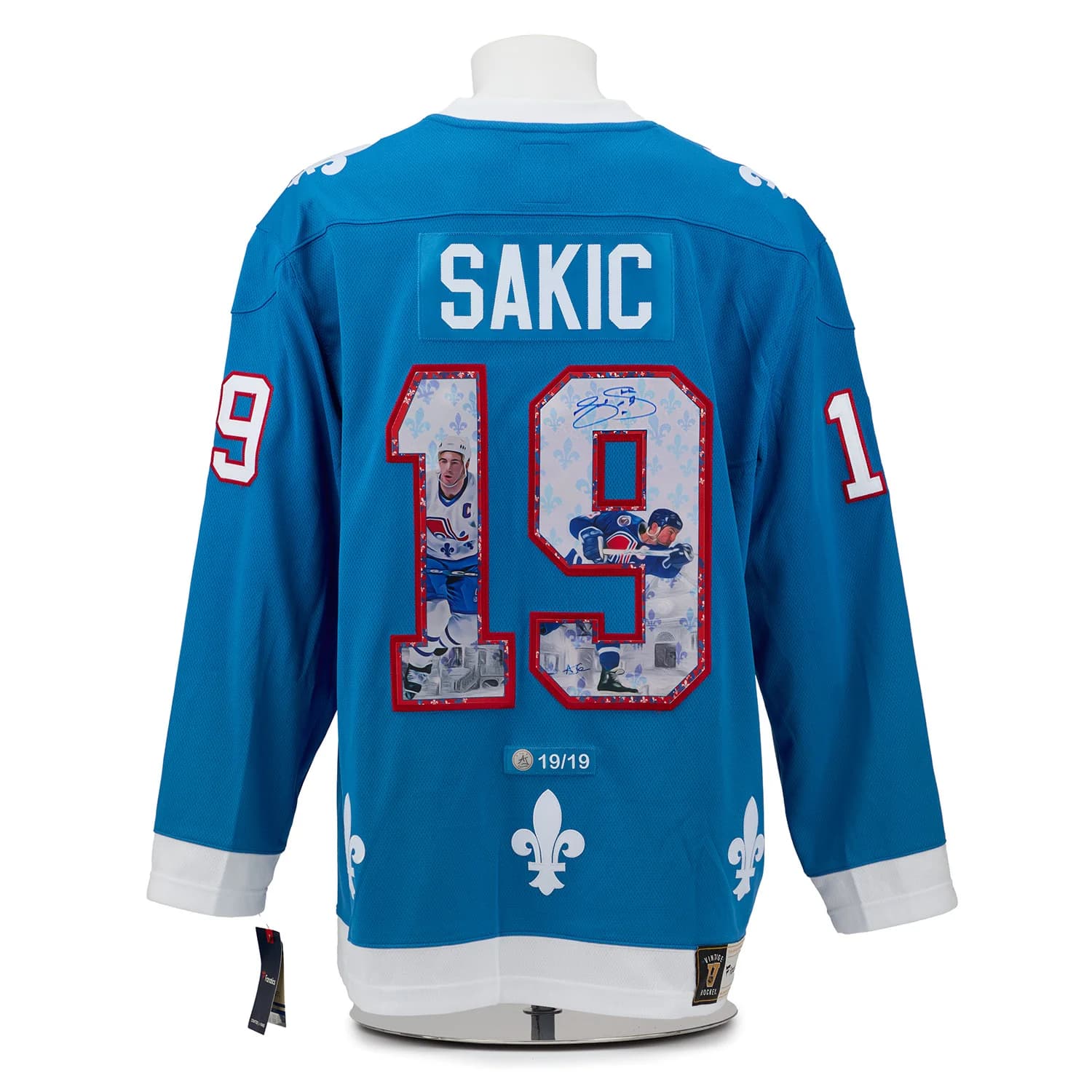 Joe Sakic Signed Quebec Nordiques Winter Fleurs-De-Lis Art Jersey #19/19 Joe Sakic Jersey joe-sakic-quebec-nordiques-winter-fleurs, supplier stock photo