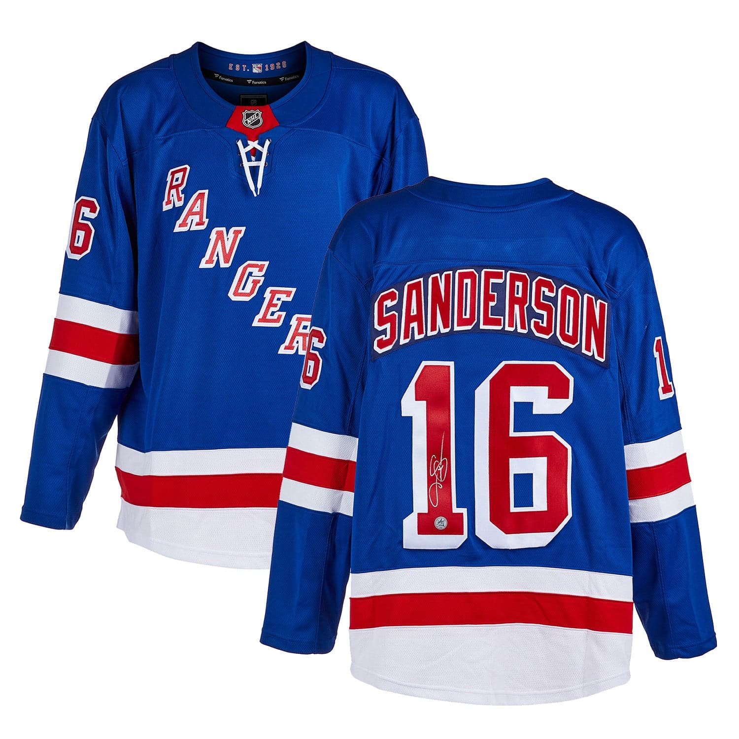 Derek Sanderson Autographed New York Rangers Fanatics Breakaway Jersey Derek Sanderson Jersey breakaway, New York Rangers, view 3, supplier stock photo