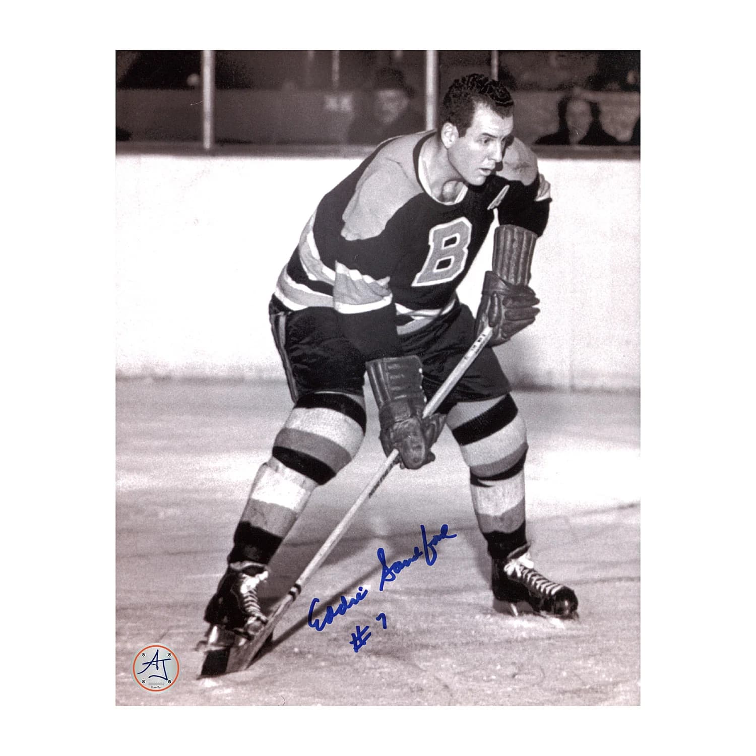 Ed Sandford Autographed Boston Bruins Black and White 8x10 Photo Ed Sandford Photo 8x10-black-white, Boston Bruins, supplier stock photo