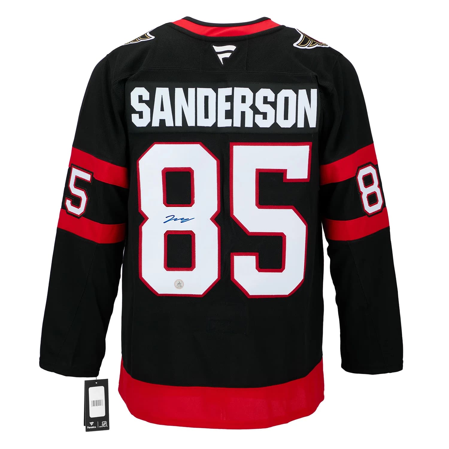 Jake Sanderson Autographed Ottawa Senators Fanatics Premium Jersey Jake Sanderson Jersey premium, Ottawa Senators, supplier stock photo