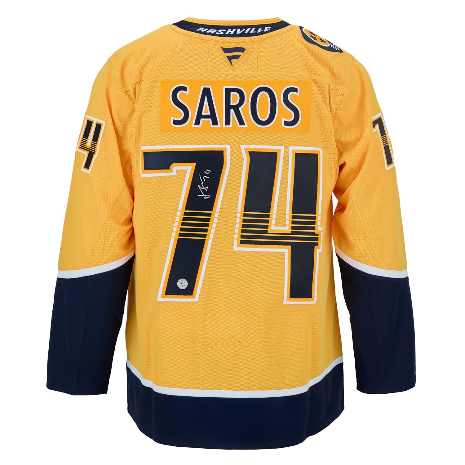 Juuse Saros Autographed Nashville Predators Fanatics Premium Jersey Juuse Saros Jersey premium, Nashville Predators, supplier stock photo