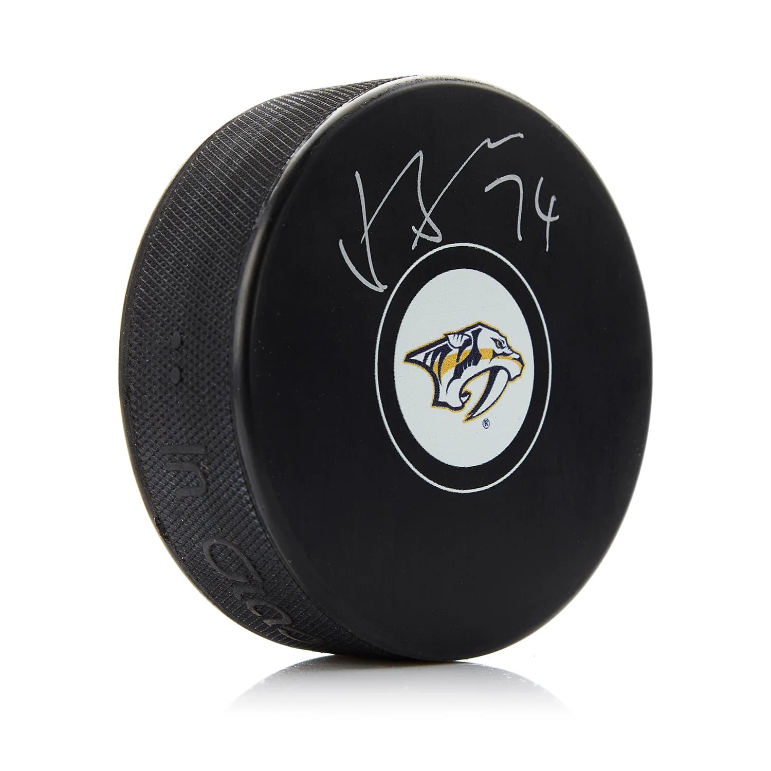 Juuse Saros Autographed Nashville Predators Hockey Puck Juuse Saros Puck hockey, Nashville Predators, supplier stock photo