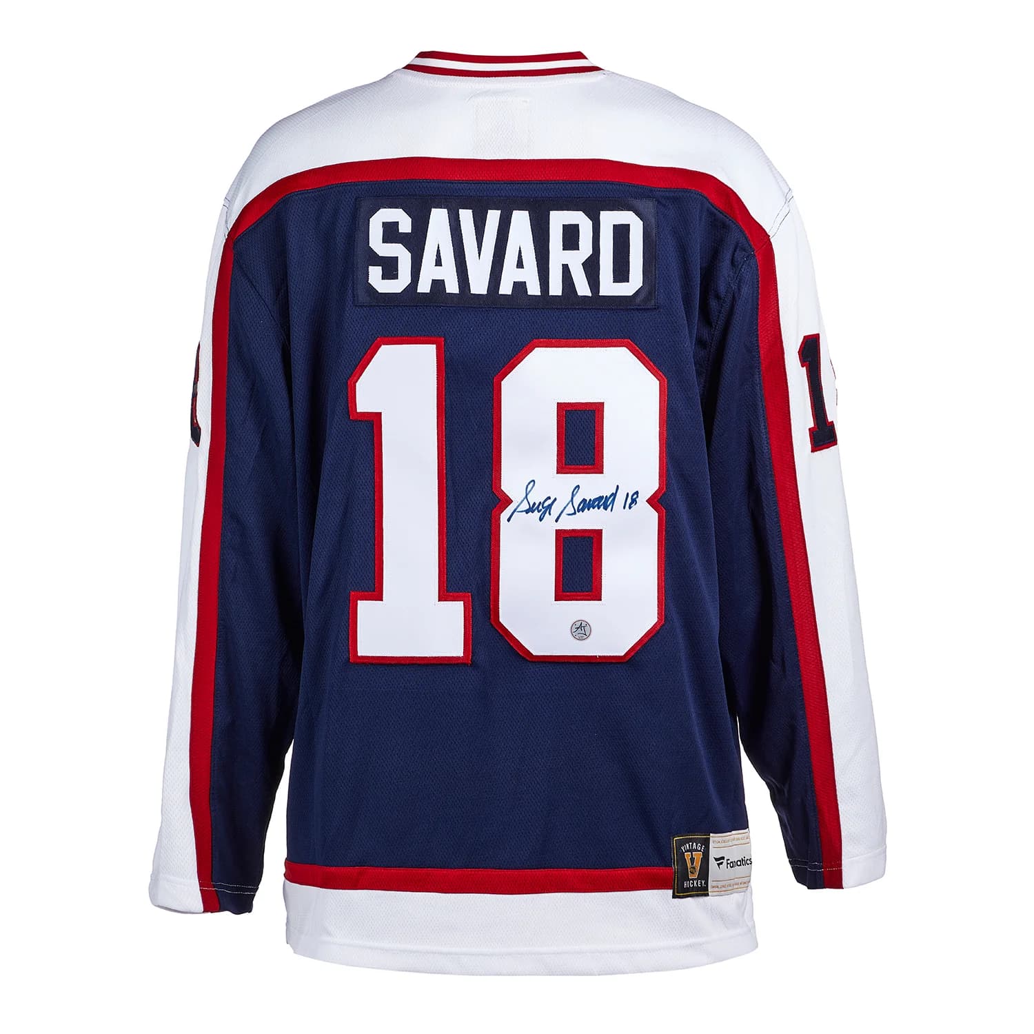 Serge Savard Autographed Winnipeg Jets Fanatics Throwback Jersey Serge Savard Jersey throwback, Winnipeg Jets, supplier stock photo