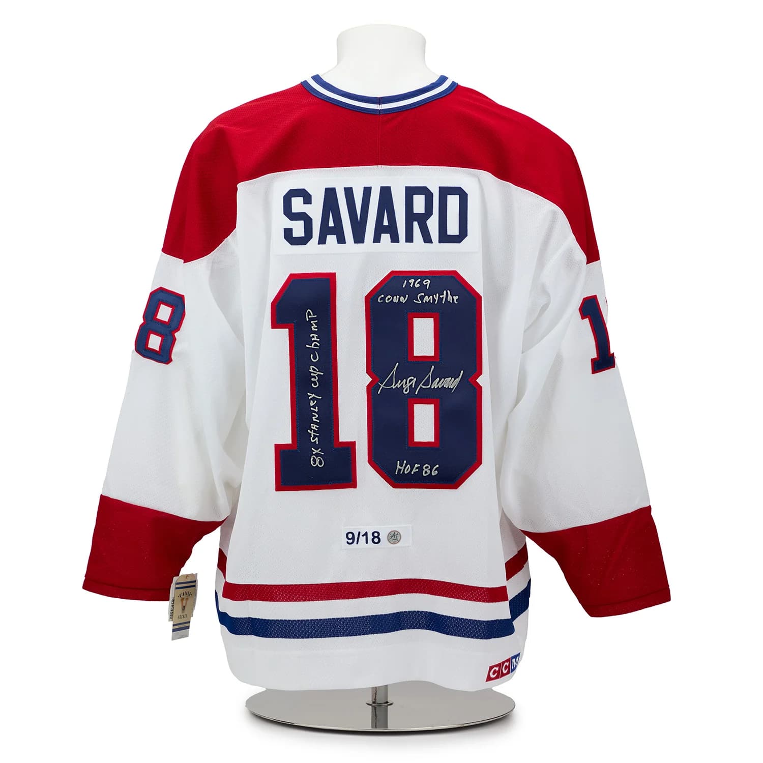 Serge Savard Montreal Canadiens Signed Career Stats CCM Jersey #9/18 Serge Savard Jersey serge-savard-career-stats-ccm-9, Montreal Canadiens, supplier stock photo