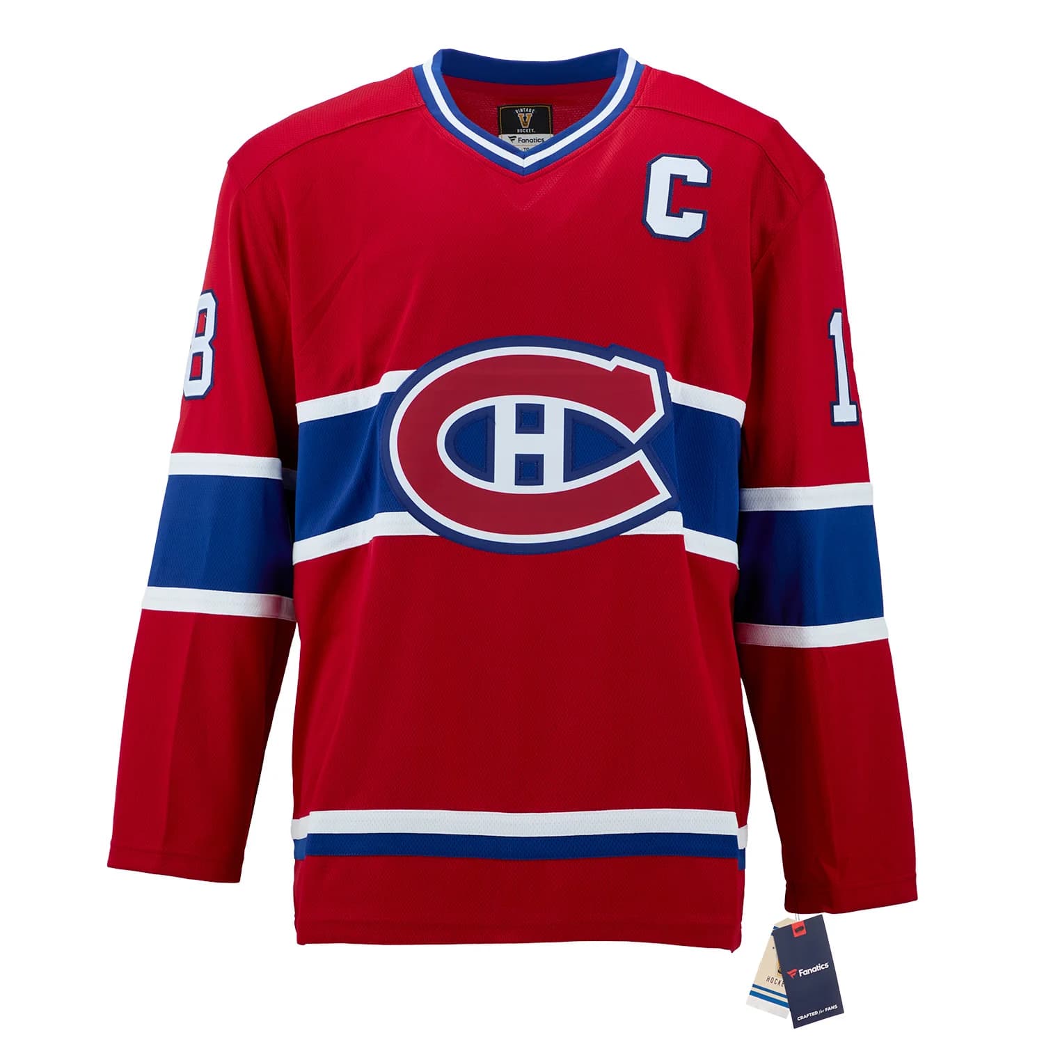 Serge Savard Signed Montreal Canadiens Fanatics Throwback Jersey with HOF Note Serge Savard Jersey throwback-hof-note, Montreal Canadiens, view 2, supplier stock photo