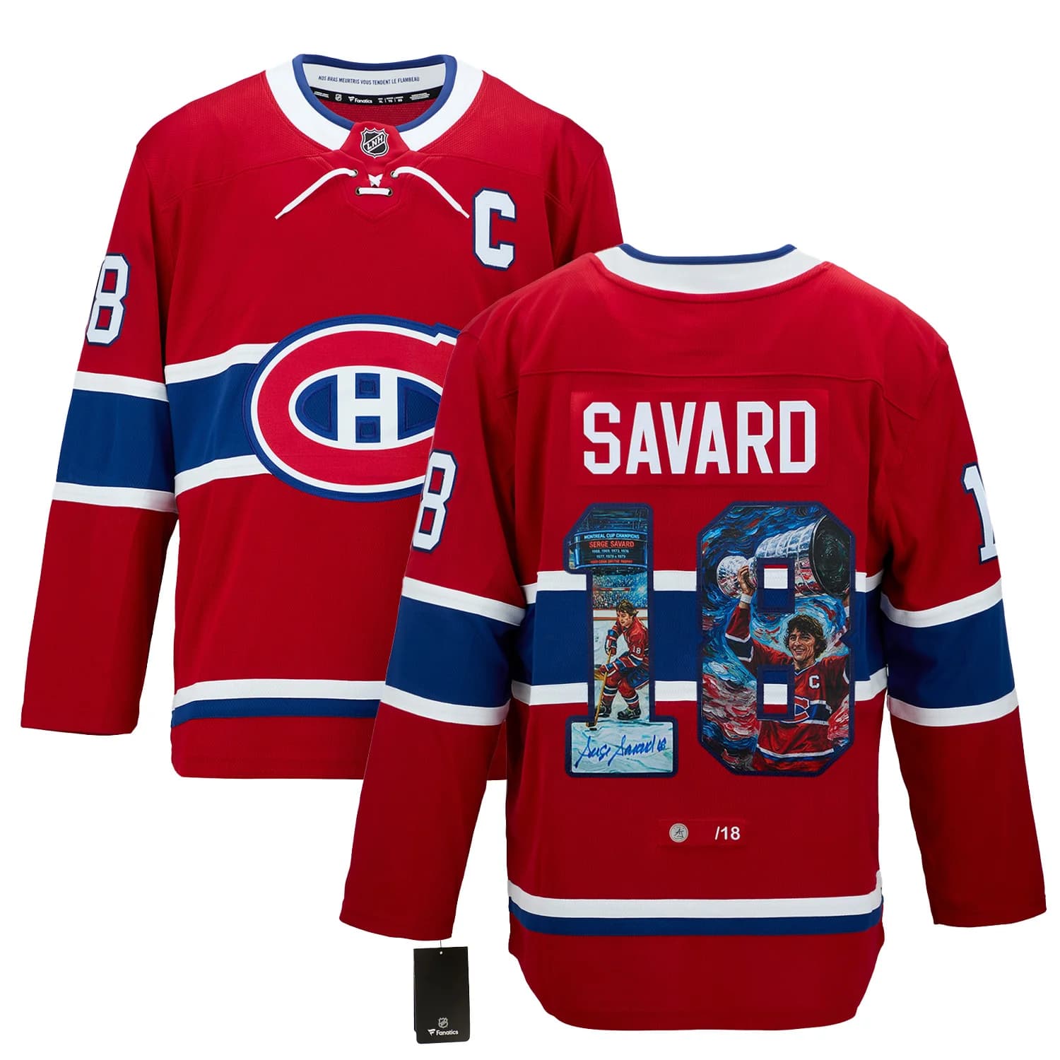 Serge Savard Signed Montreal Canadiens Impressionist Art Jersey #/18 Serge Savard Jersey serge-savard-impressionist-art-18, Montreal Canadiens, view 3, supplier stock photo