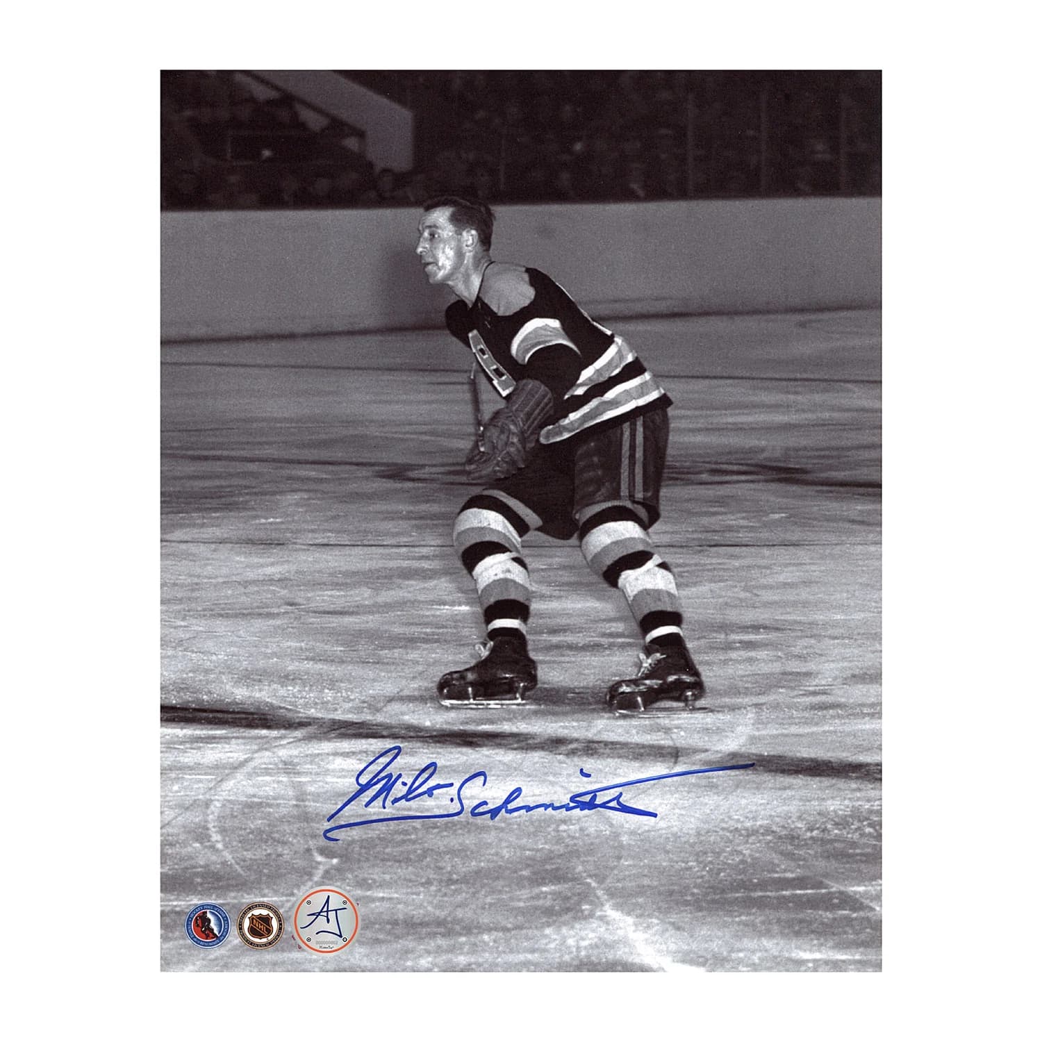 Milt Schmidt Autographed Boston Bruins Black and White 8x10 Photo Milt Schmidt Photo 8x10-black-white, Boston Bruins, supplier stock photo